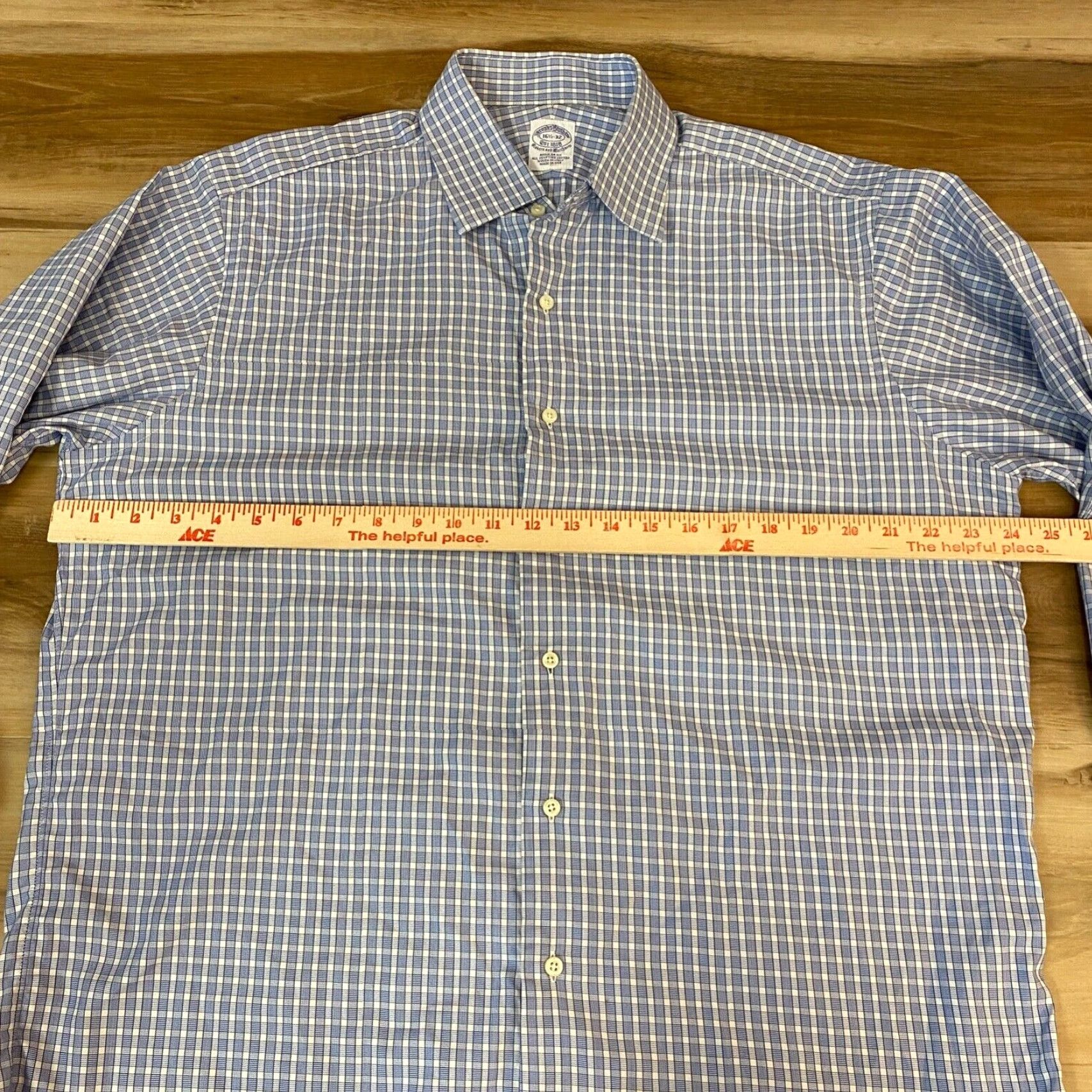 Brooks Brothers VINTAGE Brooks Brothers Makers Shirt Mens 16.5-32 Blue Plaid 80s USA Button Up Dress Shirt Size US XL / EU 56 / 4 - 6 Thumbnail