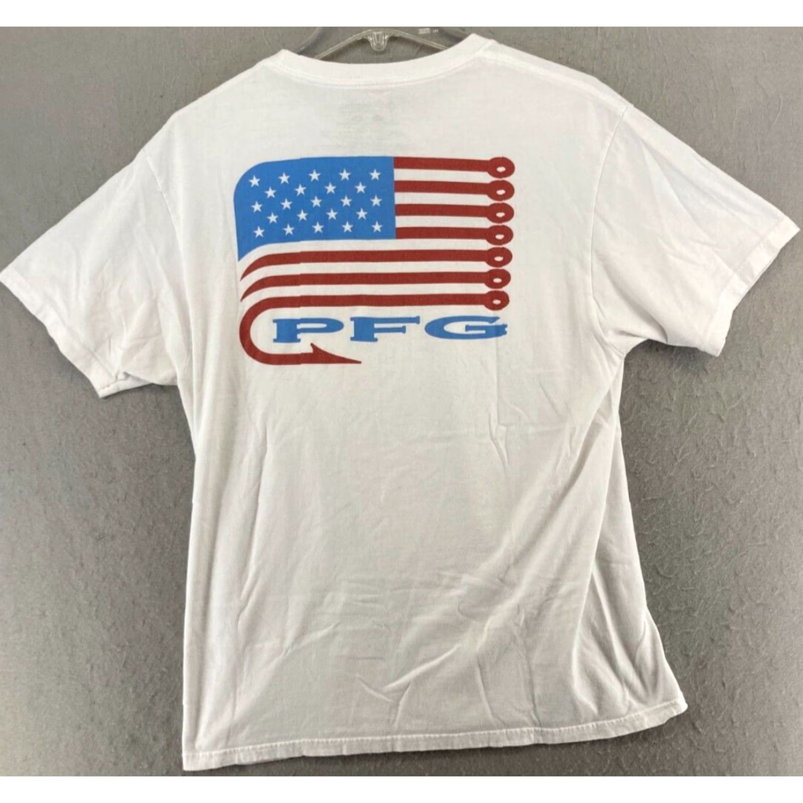 Vintage Columbia TShirt Large White Fishing Outdoor American Flag Mens Size US L / EU 52-54 / 3 - 7 Thumbnail