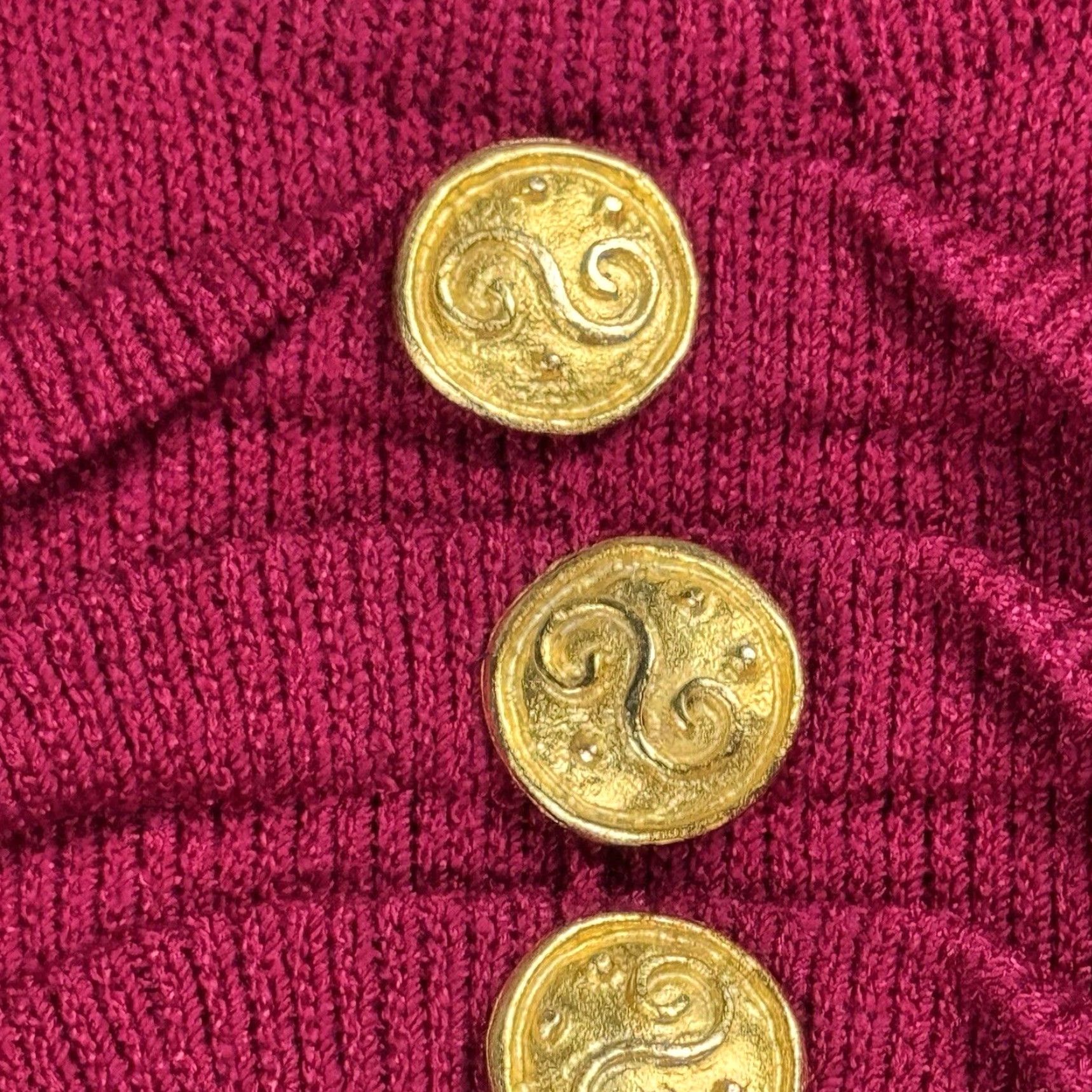 Vintage VINTAGE Steve Fabrikant Wool Knit Dress Magenta 80s Pencil/Sheath Solid Long Sleeve M Womens United States Size M / US 6-8 / IT 42-44 - 3 Thumbnail