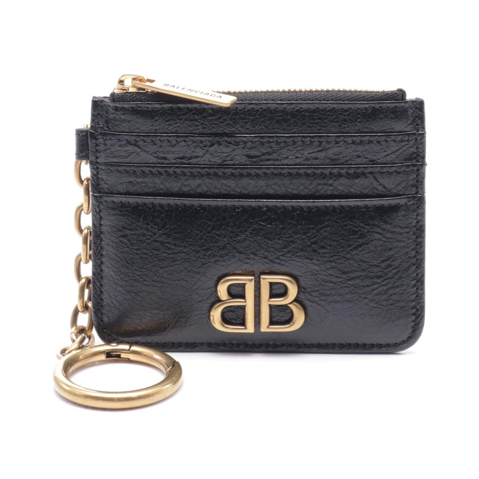 Balenciaga Balenciaga Monaco With Key Chain Card Holder Coin Purse Leather Black Size ONE SIZE - 1 Thumbnail