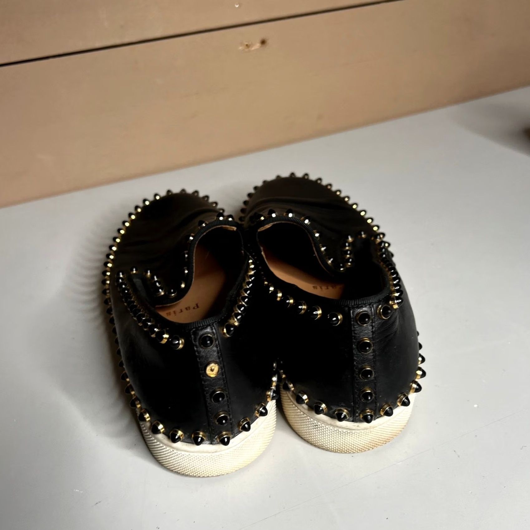 Christian Louboutin Christian Louboutin Roller Boat Black Leather Spiked Slip On Sneakers 37.5 Women Holiday Womens Shoes Pair Roller Boat Sneakers Black Size US 8 / IT 38 - 5 Thumbnail