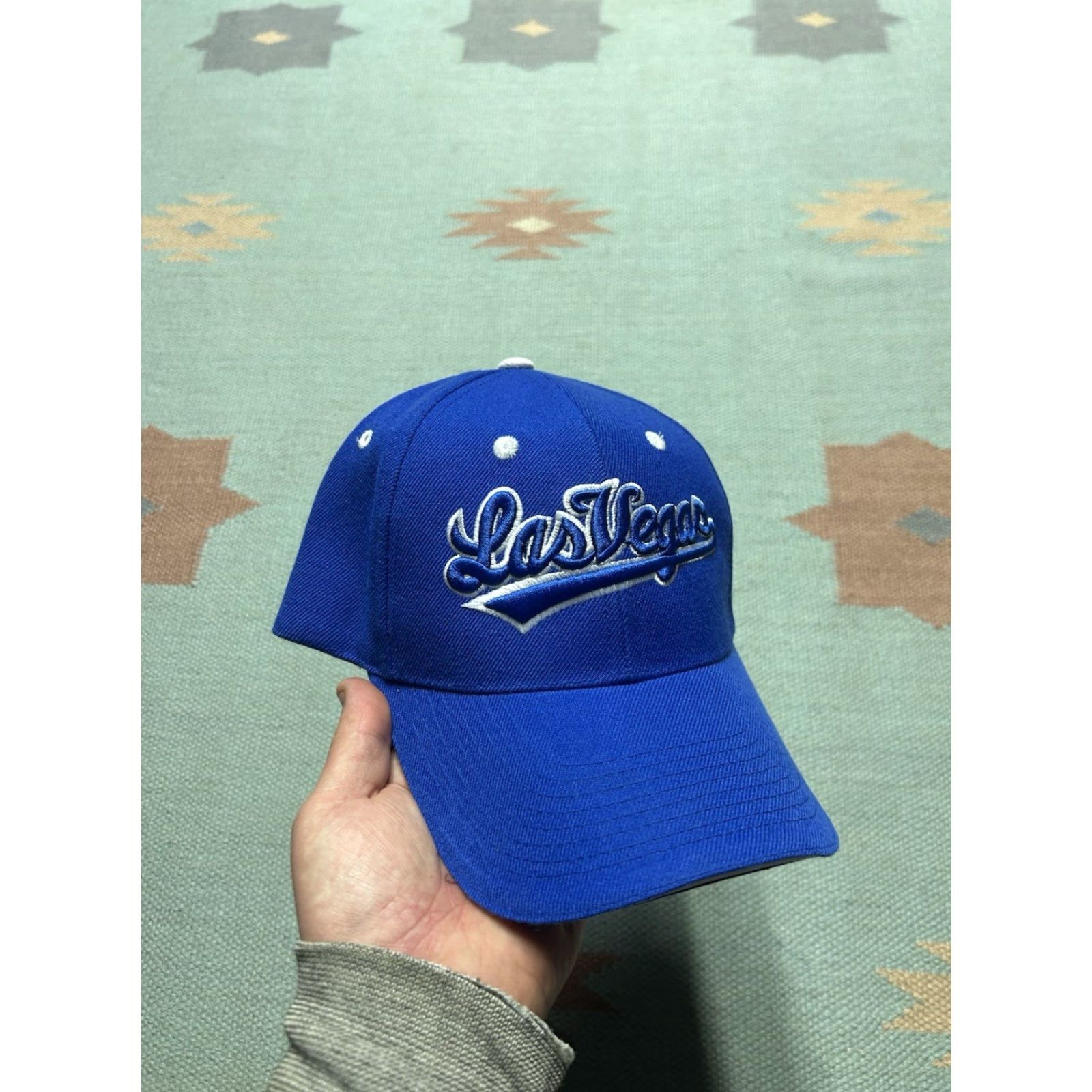 Vintage VINTAGE strapback hat cap Las Vegas Nevada script embroidered blue adjustable Mens Adjustable cap hat Size ONE SIZE - 2 Thumbnail