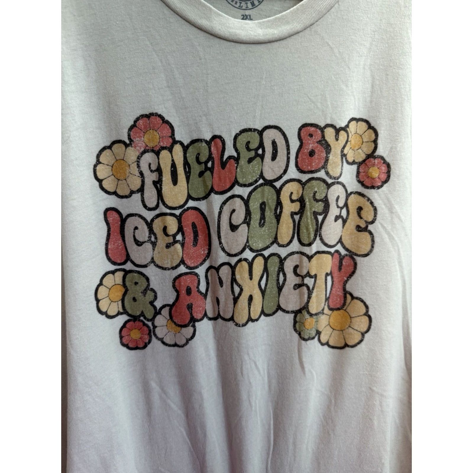 Vintage Live Outside The Limits Womens T-Shirt 2XL Coffee & Anxiety Short Sleeve Brown Knit Cotton Polyester Casual Short Sleeve T-Shirt Womens Size XXL / US 16-18 / IT 52-54 - 2 Thumbnail
