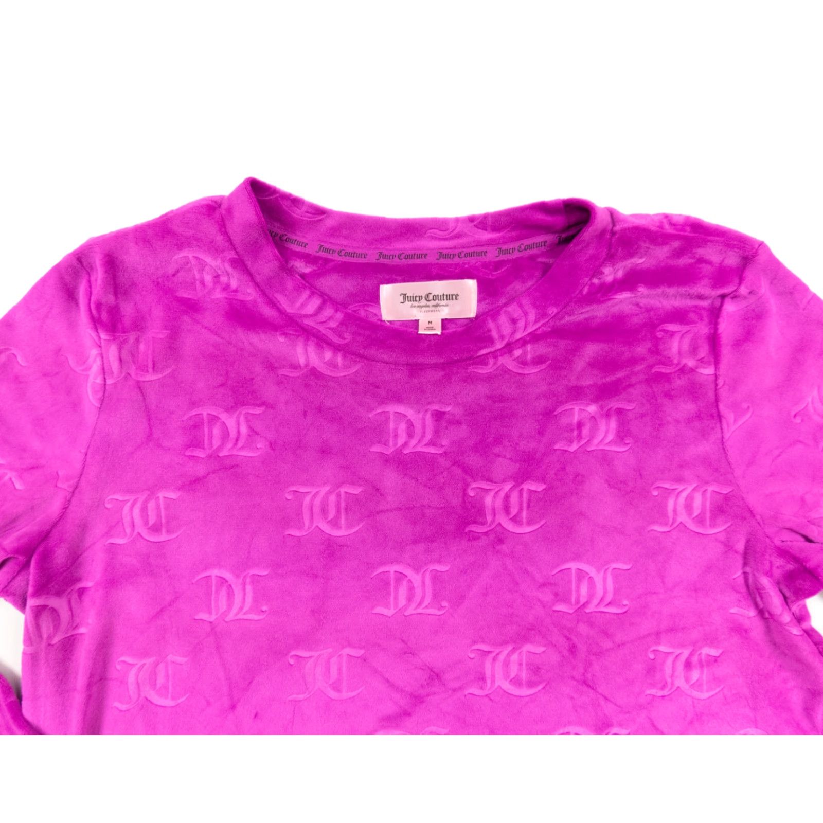Juicy Couture Juicy Couture Women's Long Sleeve Top Velour Pink Sleepwear Lounge Tee M Pink Velour Logo Casual Regular Fit 90s? Size M / US 6-8 / IT 42-44 - 2 Thumbnail