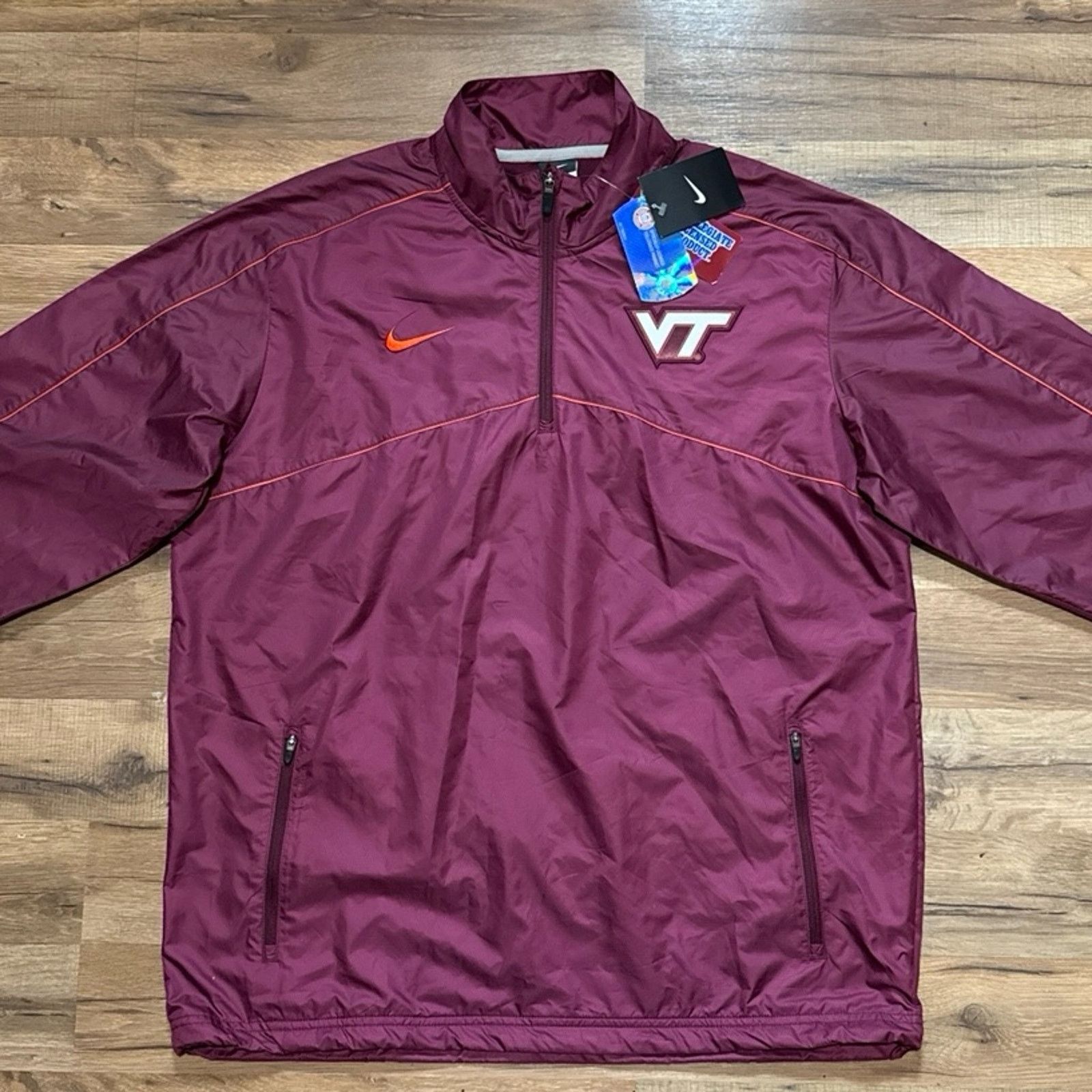 Nike 2011 Nike Team Virginia Tech Quarter Zip Windbreaker Jacket Size US M / EU 48-50 / 2 - 2 Thumbnail