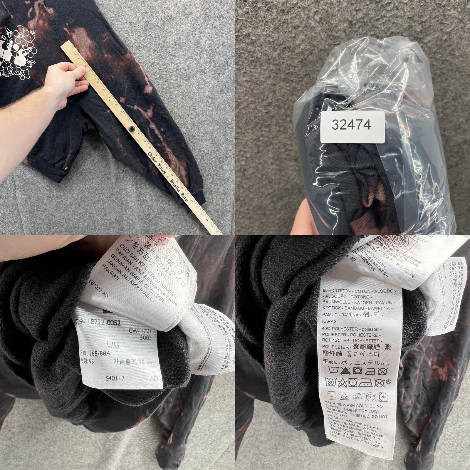 Levi's VINTAGE Levis Sweatshirt Womens Large Black Pink Bleach Flower Graphic Crewneck Pullover Size L / US 10 / IT 46 - 8 Thumbnail