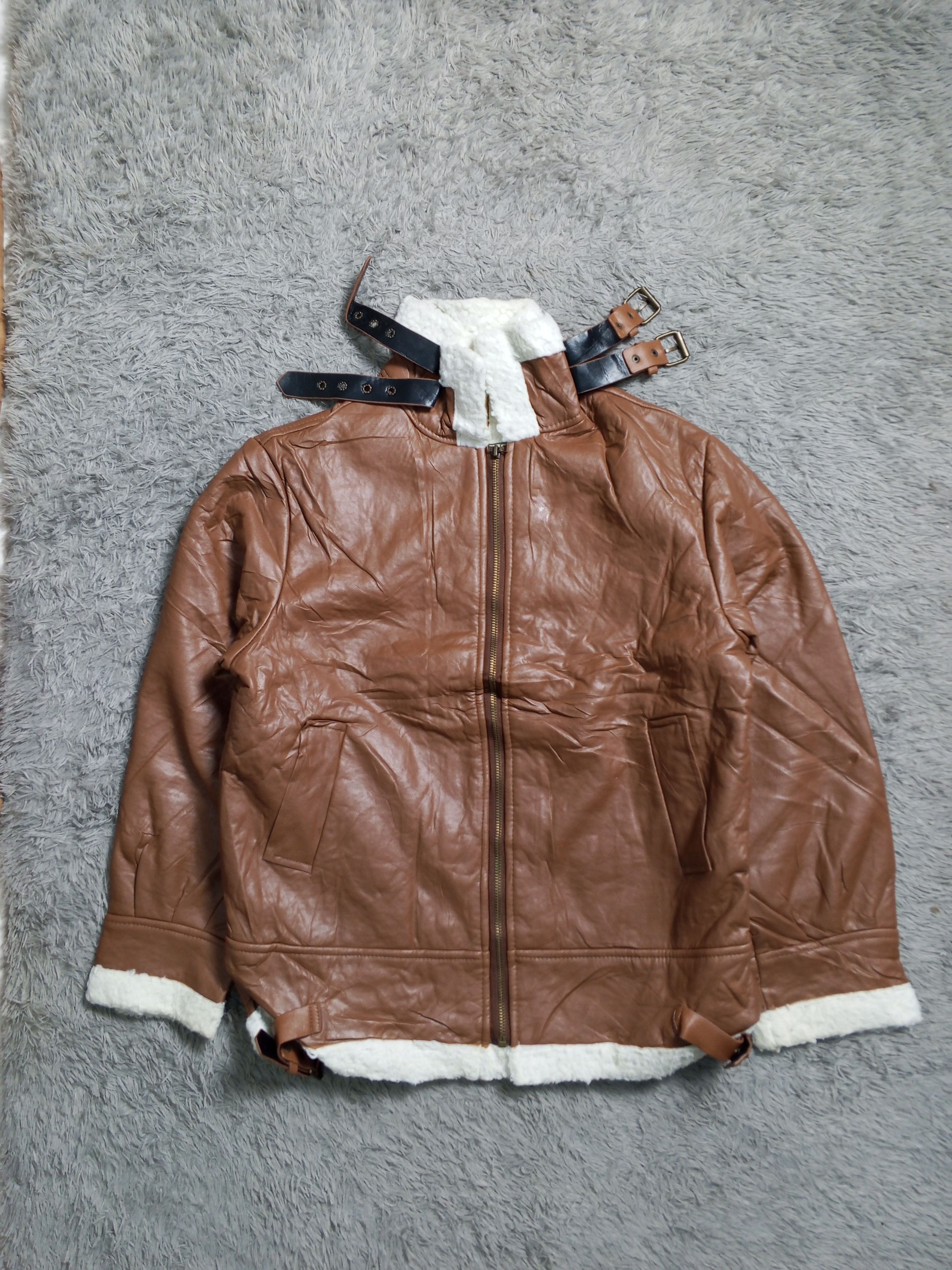 Japanese Brand Vintage Leather Sherpa Jacket Size US L / EU 52-54 / 3 - 9 Thumbnail