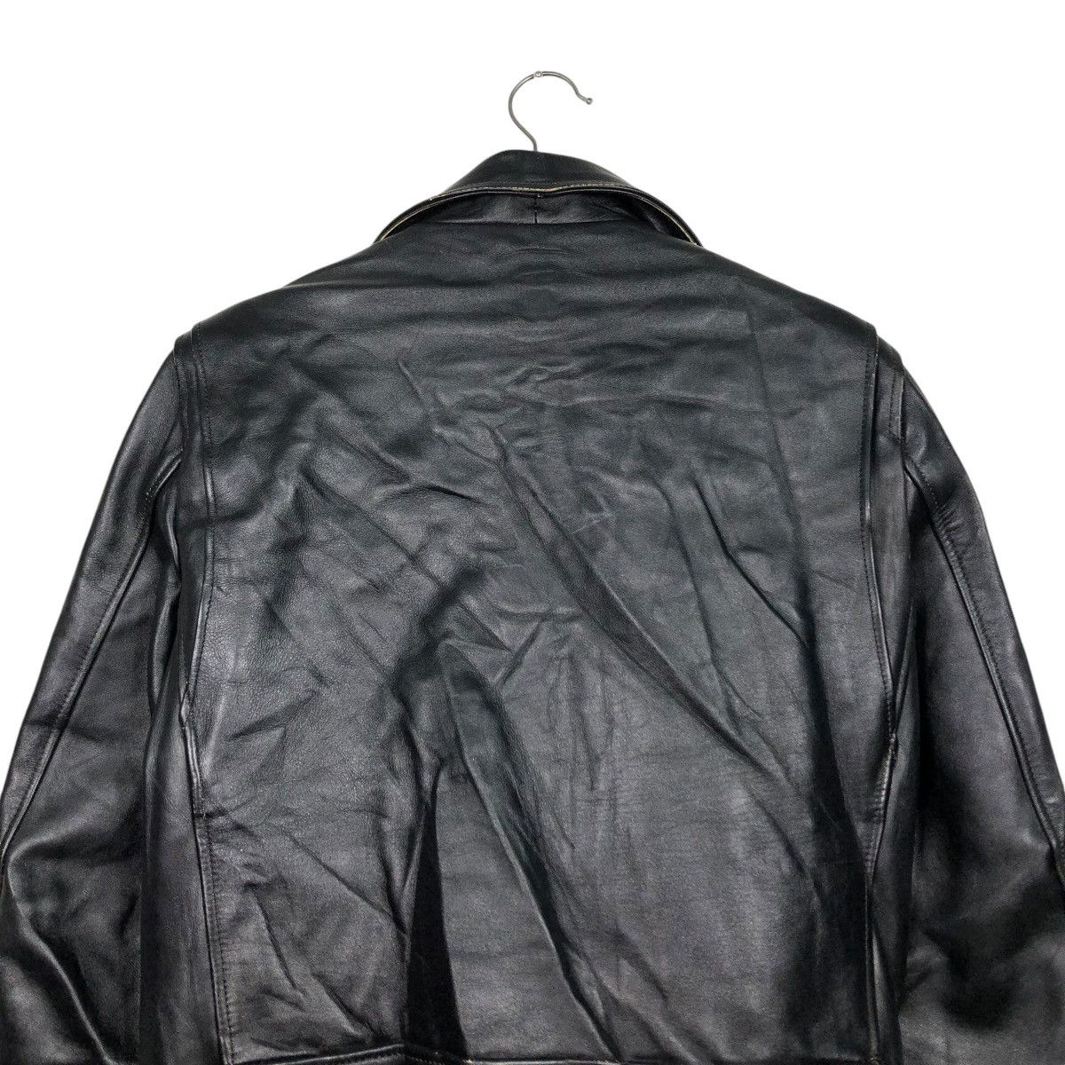 A.P.C. 🔥VINTAGE BIKE LEATHER JACKET APC DOUBLE COLLAR ISSEY MIYAKE Size US M / EU 48-50 / 2 - 9 Thumbnail