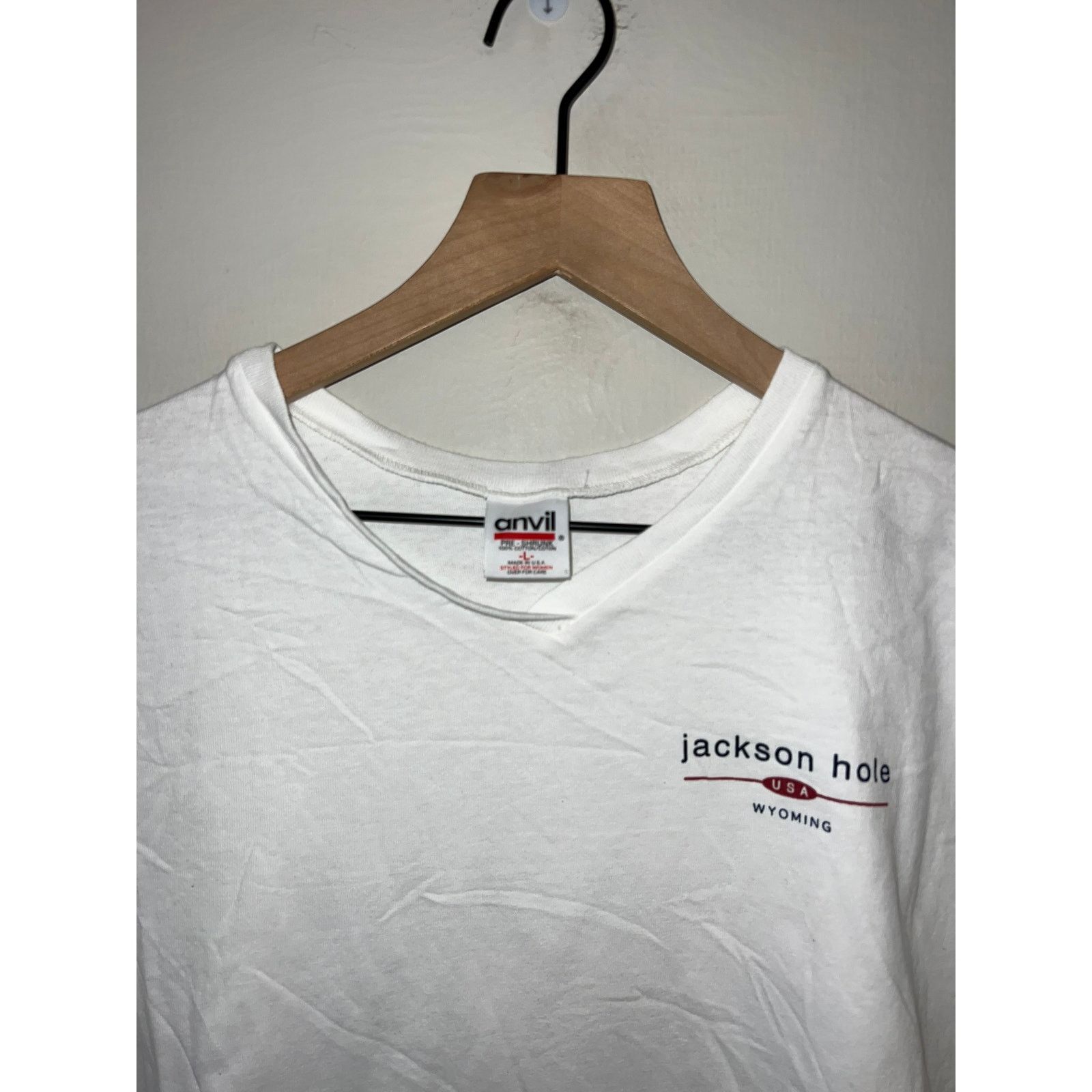 Anvil Women's Jackson Hole WY Wyoming White Shirt Top Women Large Size L / US 10 / IT 46 - 2 Thumbnail