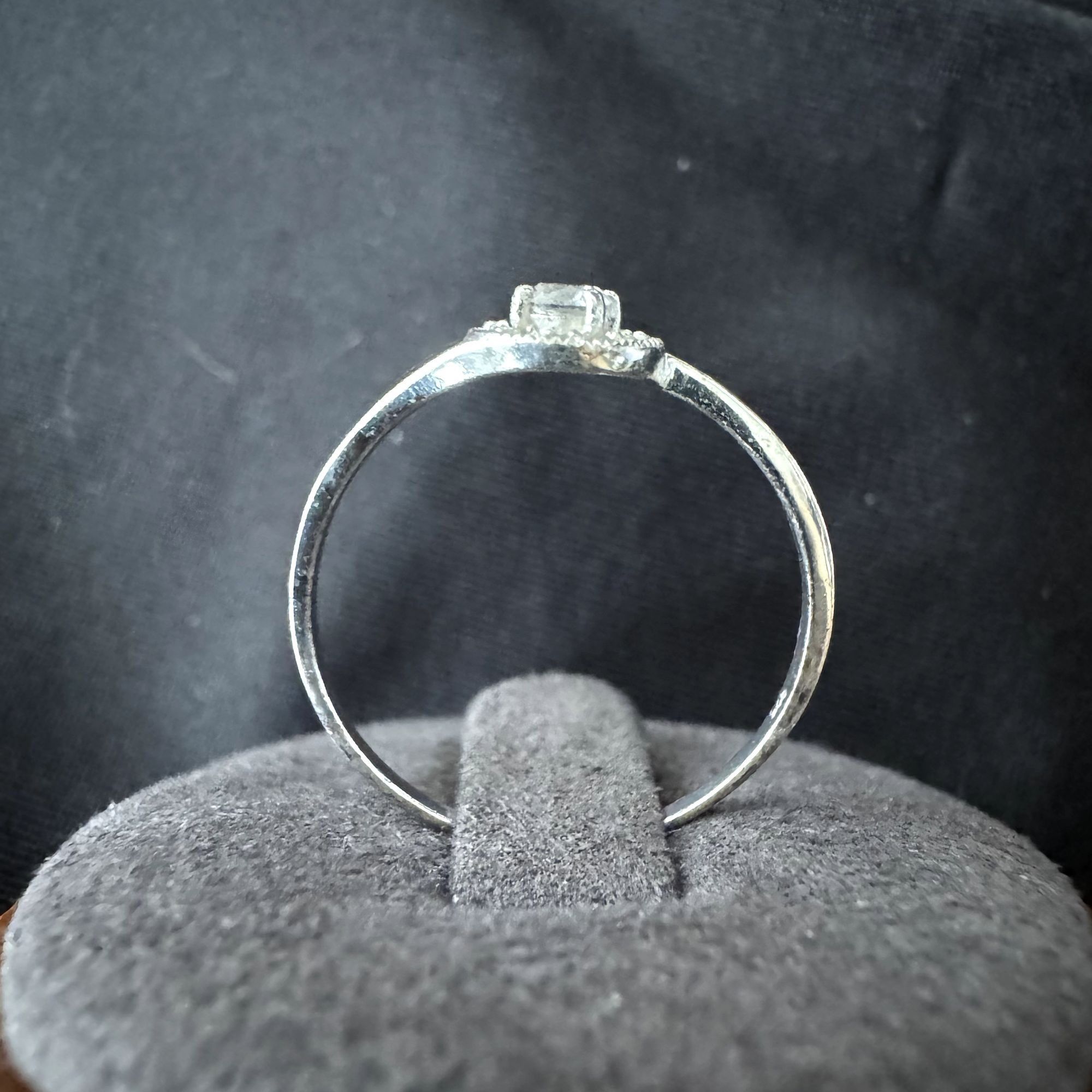 Vintage VTG Sterling Silver 925 Fine Cubic Zirconia & CZ Halo Accent Size ONE SIZE - 4 Thumbnail