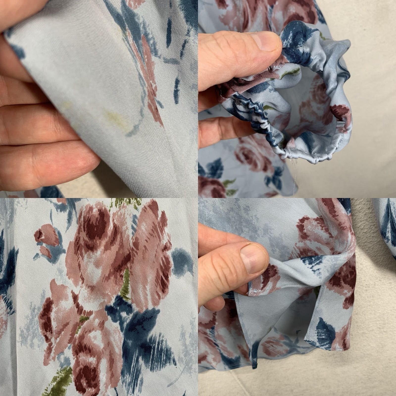 Vintage VINTAGE Josephine Chaus Silk Blouse Women’s All Over Flower Print Size 12 Blue Sheer 90s Bohemian Casual Size XL / US 12-14 / IT 48-50 - 8 Thumbnail