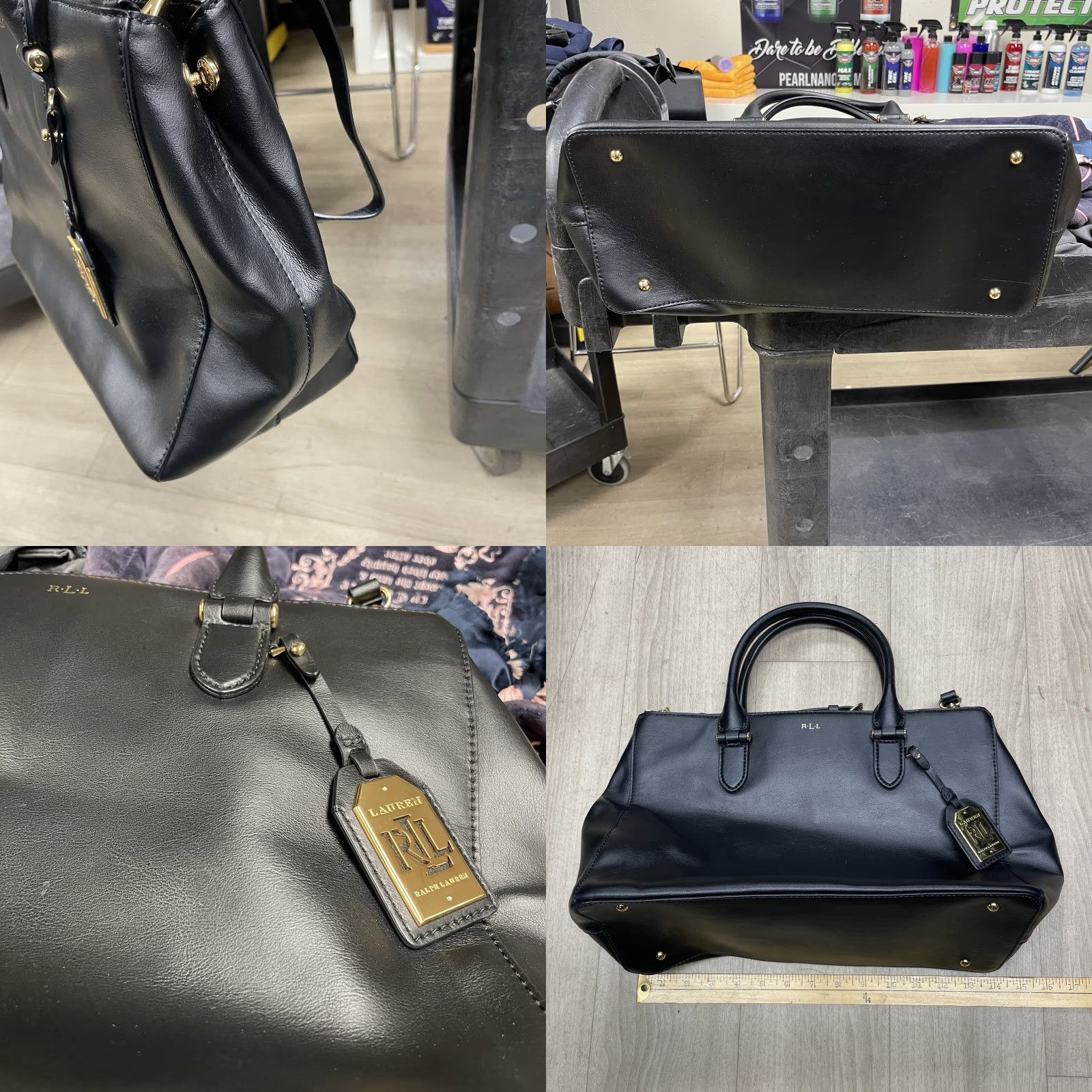 Doublet Lauren Ralph Lauren Bag Black Leather Newbury Double Zip Crossbody Gold Tote Medium Size ONE SIZE - 9 Thumbnail