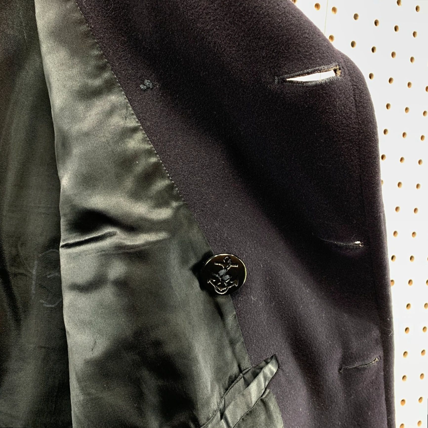 Doublet VINTAGE US Navy Peacoat Mens 36 Black Kersey Double Breasted Military Issued Coat Size US XXS / EU 40 - 6 Thumbnail