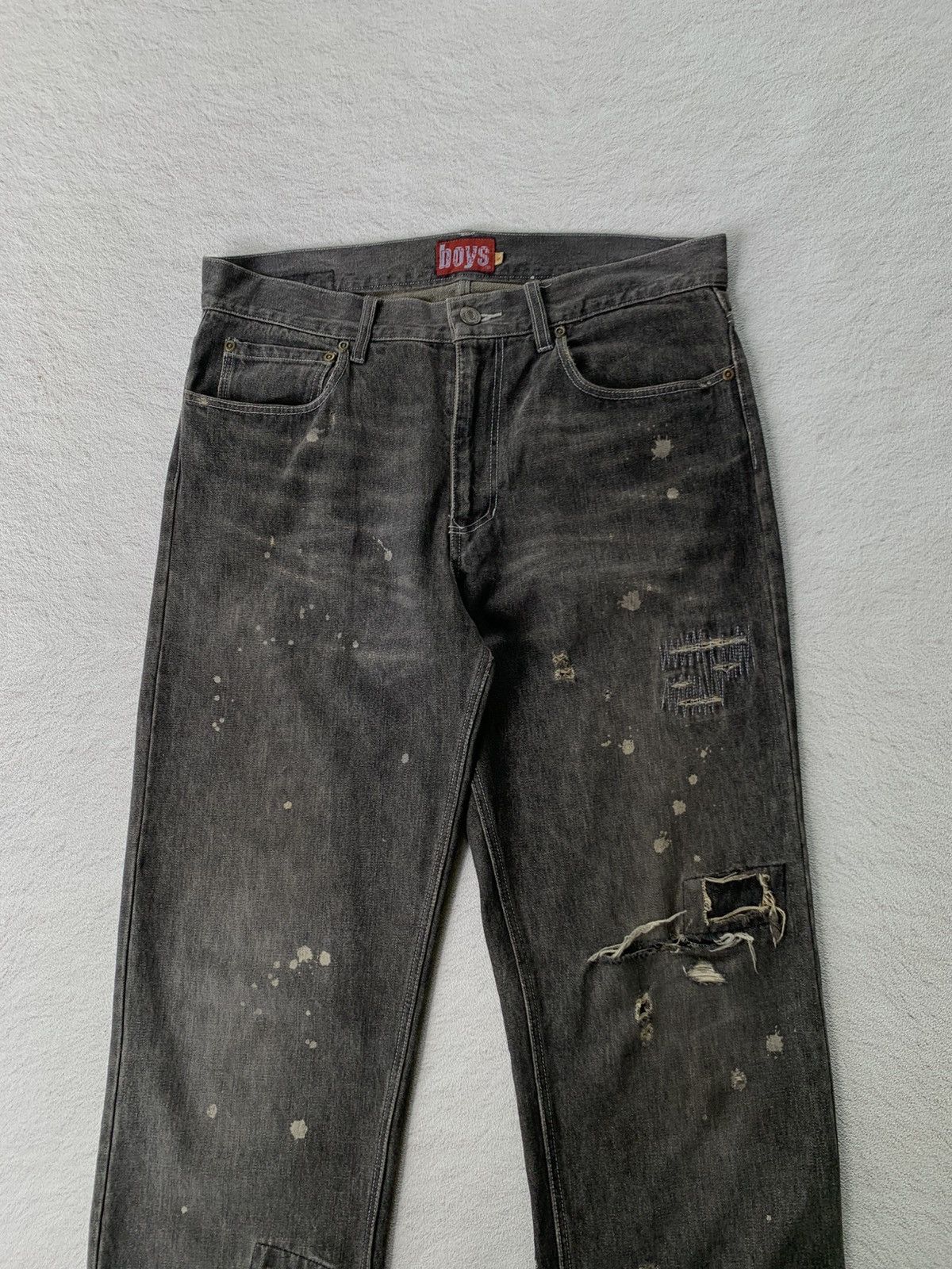 Japanese Brand 2000s Ba-tsu Distressed Denim Pants Size US 32 / EU 48 - 3 Thumbnail