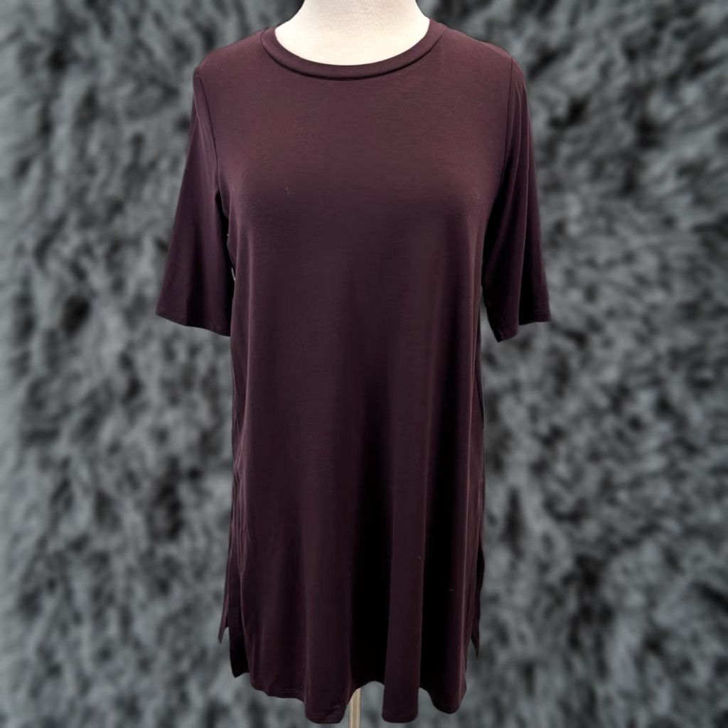 Eileen Fisher EILEEN FISHER Tencel Tunic T-Shirt Small Burgundy Casual Womens Size S / US 4 / IT 40 - 1 Thumbnail