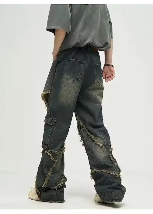 Japanese Brand × Jean Star Patch Hombre Distressed Baggy Jean Pant Size US 32 / EU 48 - 5 Thumbnail