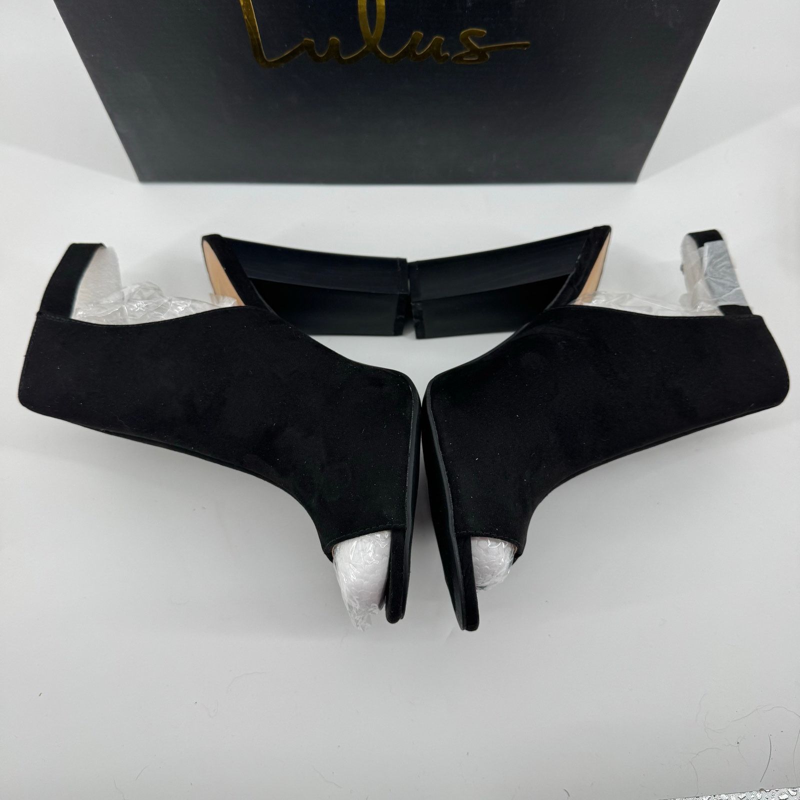 Lulus Lulus Budding Romance Black Peep Toe Slingback Heels 8.5 Size US 8.5 / IT 38.5 - 5 Thumbnail