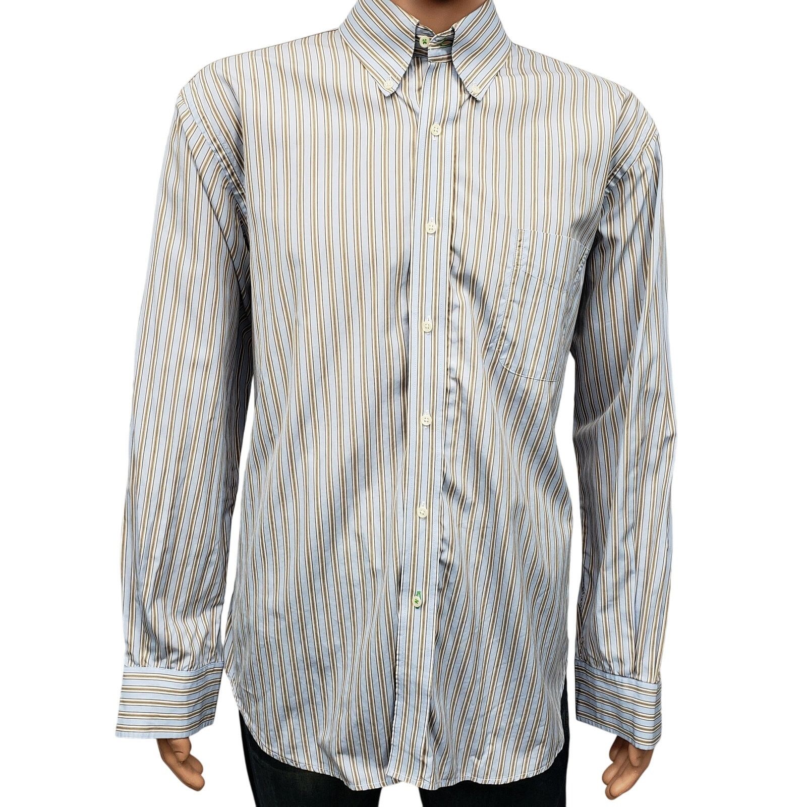 J.McLaughlin J. McLaughlin Shirt Striped Flip Cuff Contrast Collar Button Size US XL / EU 56 / 4 - 4 Thumbnail