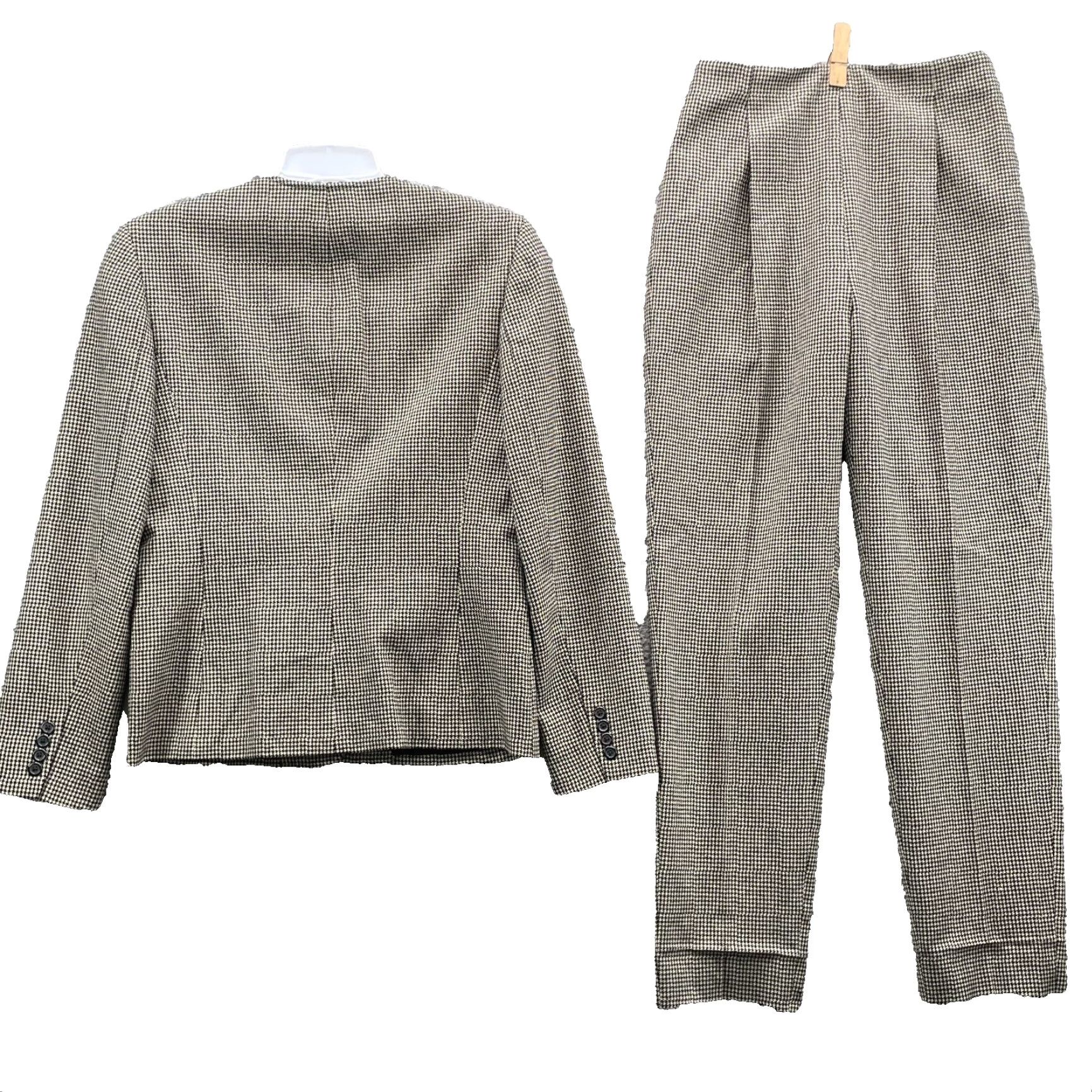 Ralph Lauren VTG Ralph Lauren 100% Wool Pant Suit Women 8 Houndstooth Blazer Jacket Wool Black Classic Retro Designers Corpcore Vintage Women 8 Mens? Size 30" / US 8 / IT 44 - 2 Thumbnail