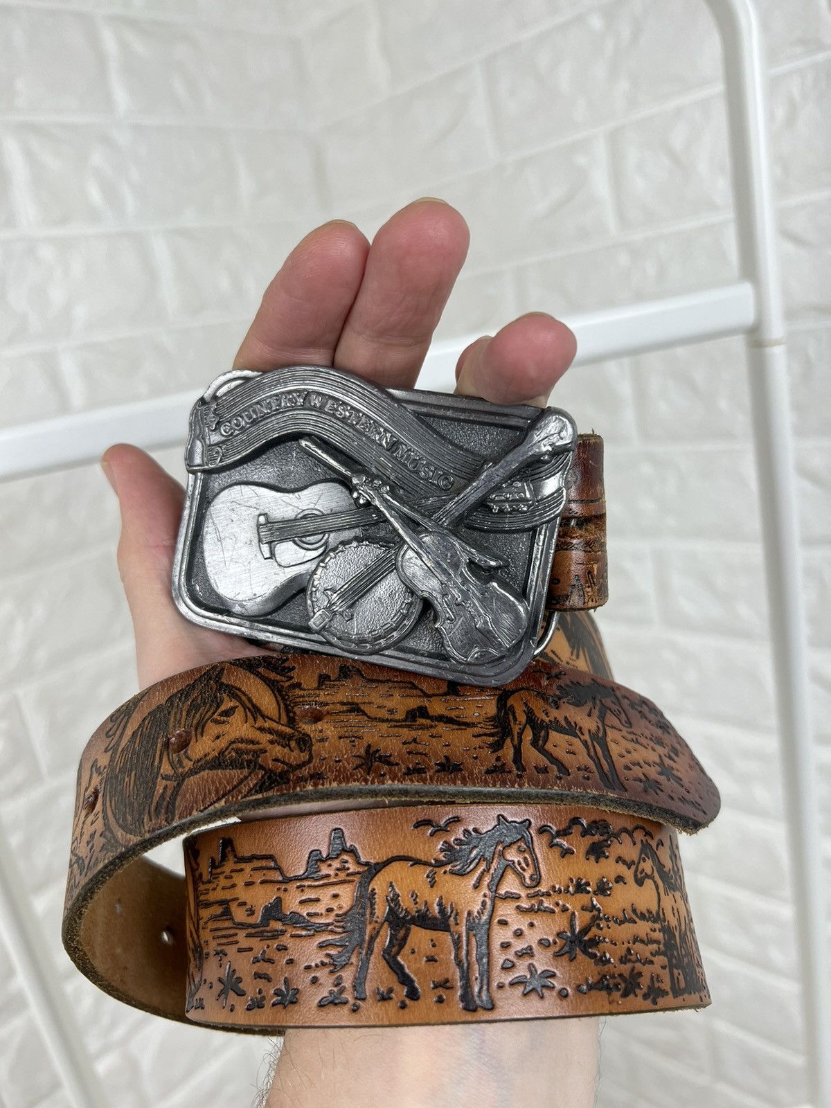 Cowboy Equipment × Vintage Country Western Music Buckle Belt Size ONE SIZE - 1 Thumbnail