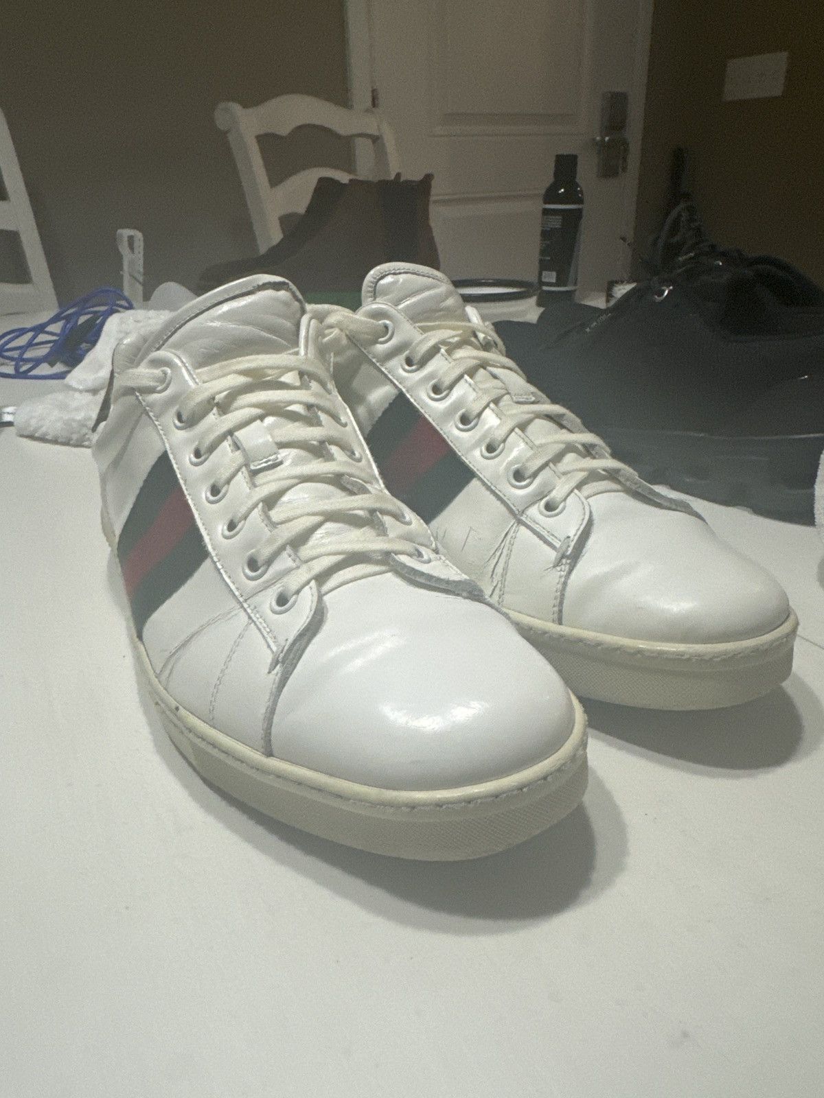 image of Gucci Ace Vintage 90's White Leather Sneakers Size 41½E, Men's