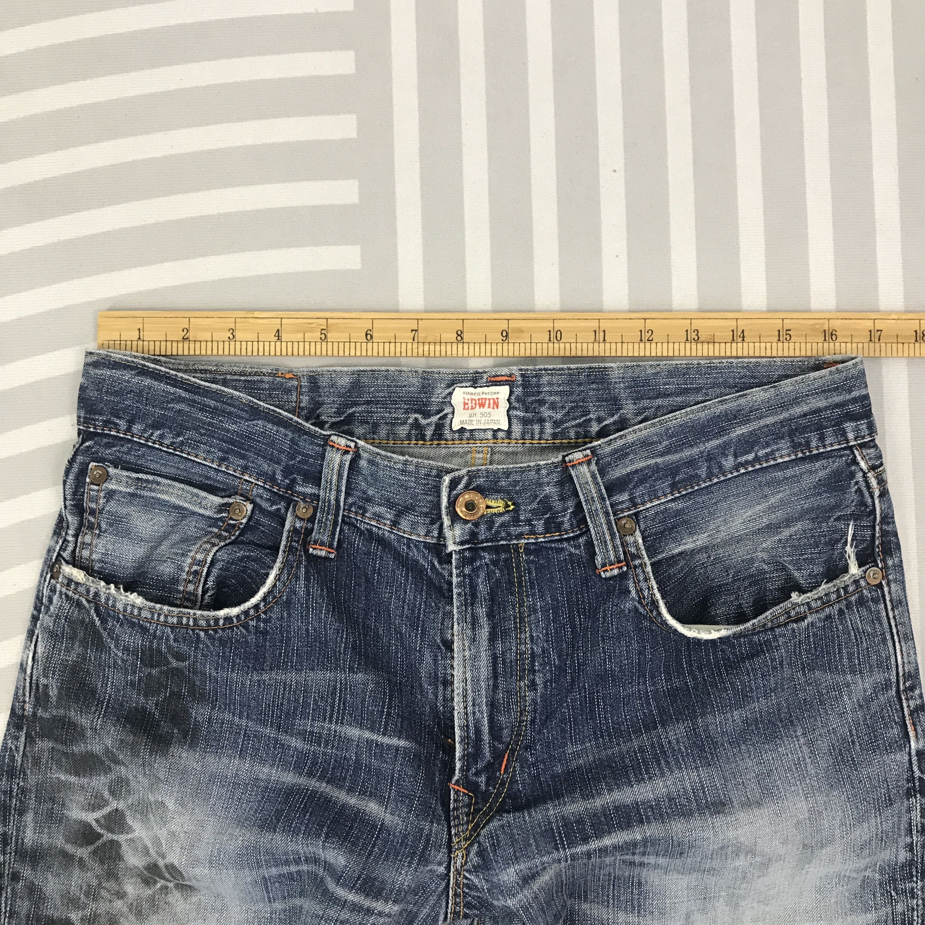 Edwin × Vintage Vtg Flare Edwin 505 Bootcut Distressed denim pants Size US 32 / EU 48 - 8 Thumbnail