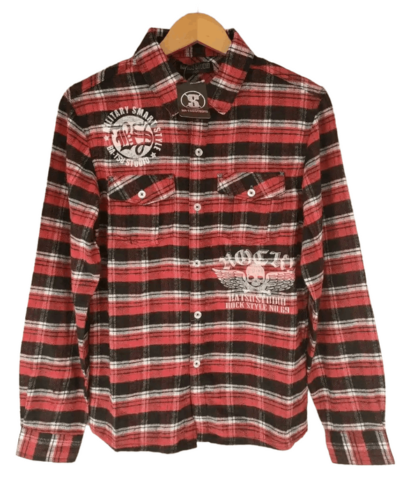 Japanese Brand 💥LAST CALL💥 DEADSTOCK Batsu Studio Skull Printed Flannel Grailed