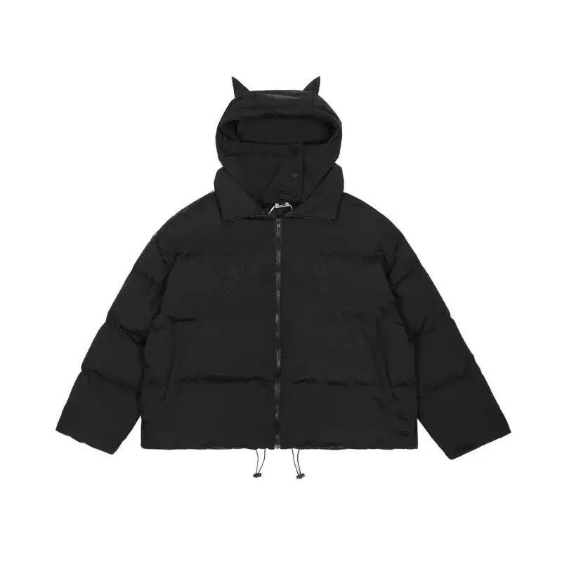 Japanese Brand × Vintage Custom Devil horns puffer black skull jacket Size US L / EU 52-54 / 3 - 1 Thumbnail
