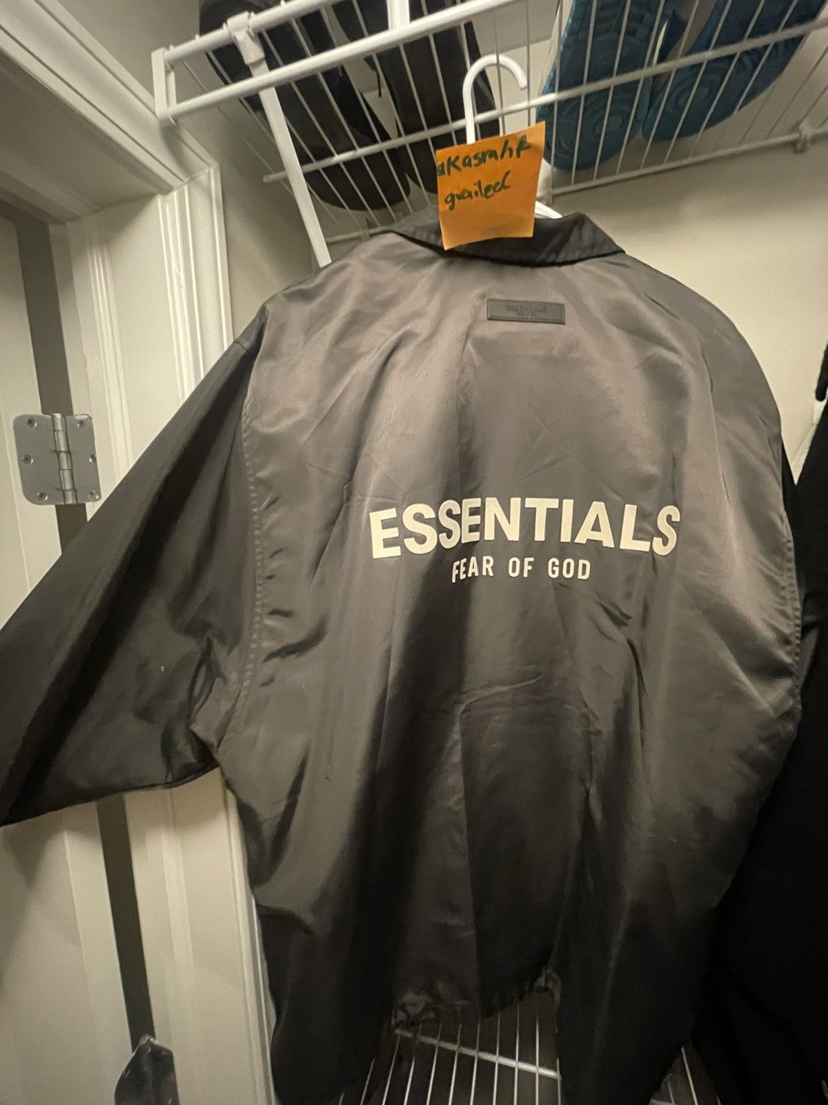 image of Essentials x Fear Of God Black/gray Nylon Jacket in Grey, Men's (Size Large)
