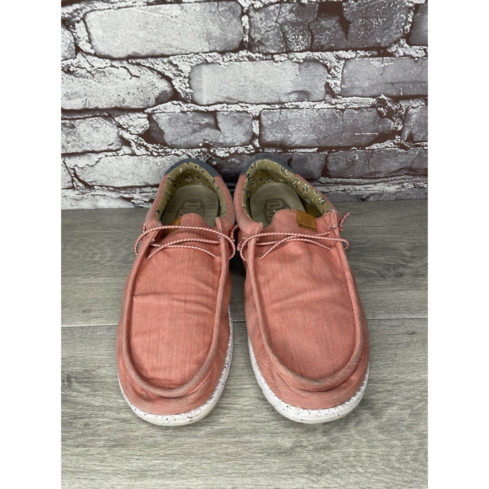 Other Hey Dude Shoes Wally Washed Pink Fabric Slip On Comfort Shoe Size US 13 / EU 46 - 18 Thumbnail