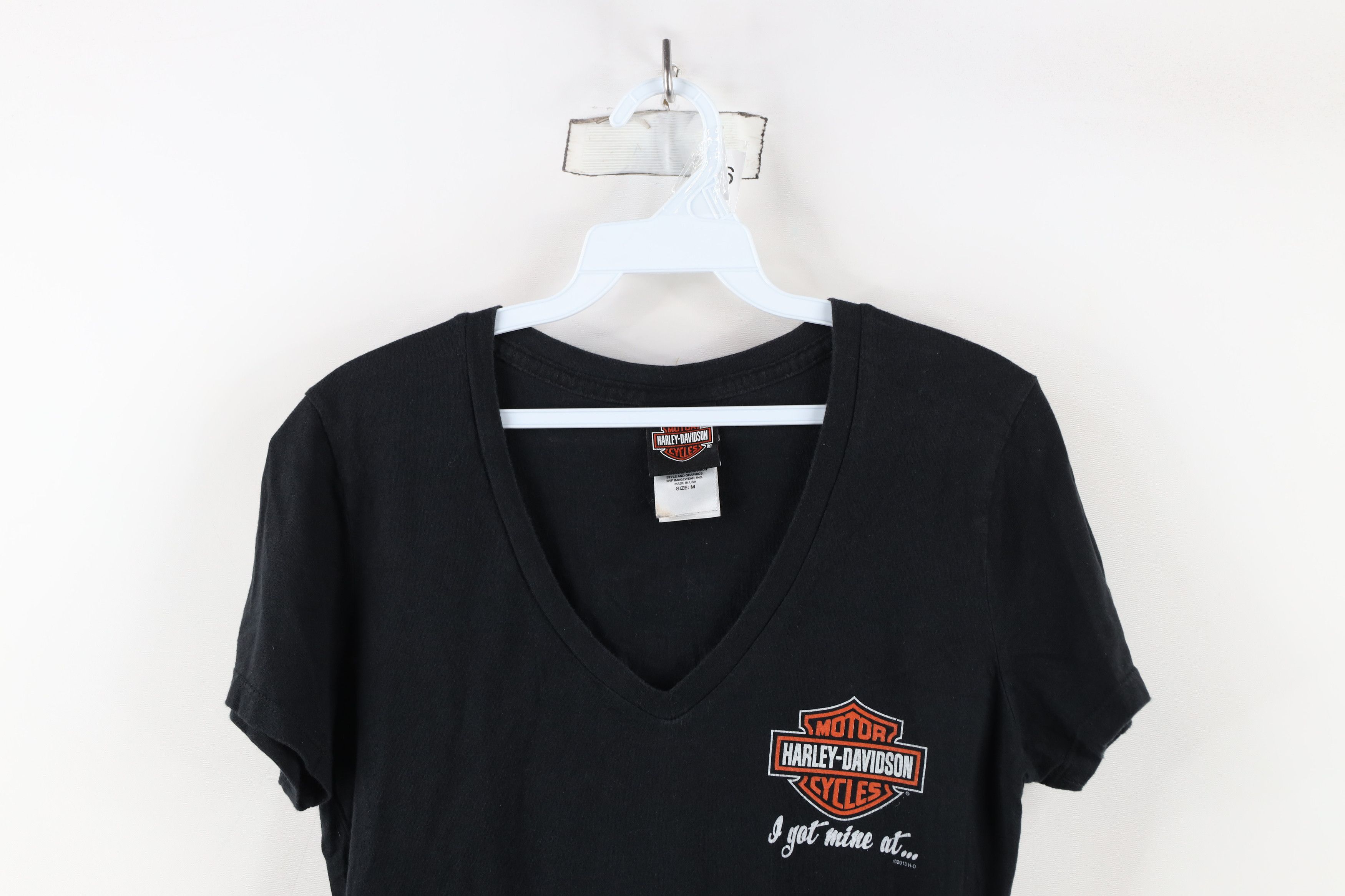 Harley Davidson × Vintage Vintage Y2K Harley Davidson Spell V-Neck T-Shirt Black USA Size M / US 6-8 / IT 42-44 - 2 Thumbnail