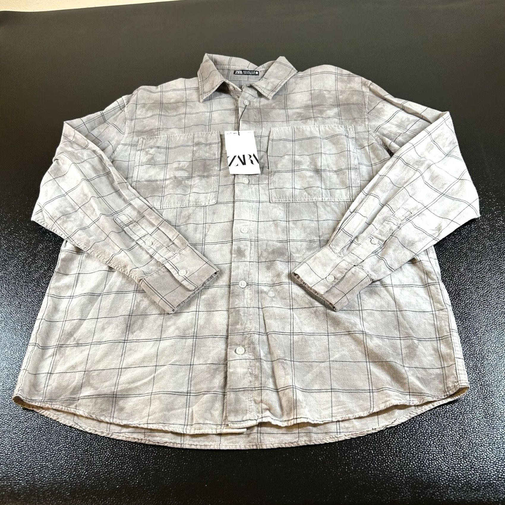 Zara Zara Button-Up Overshirt Mens Small Gray Blue Check Cotton Collared Long Sleeve Pocket Shirt Size US S / EU 44-46 / 1 - 3 Thumbnail