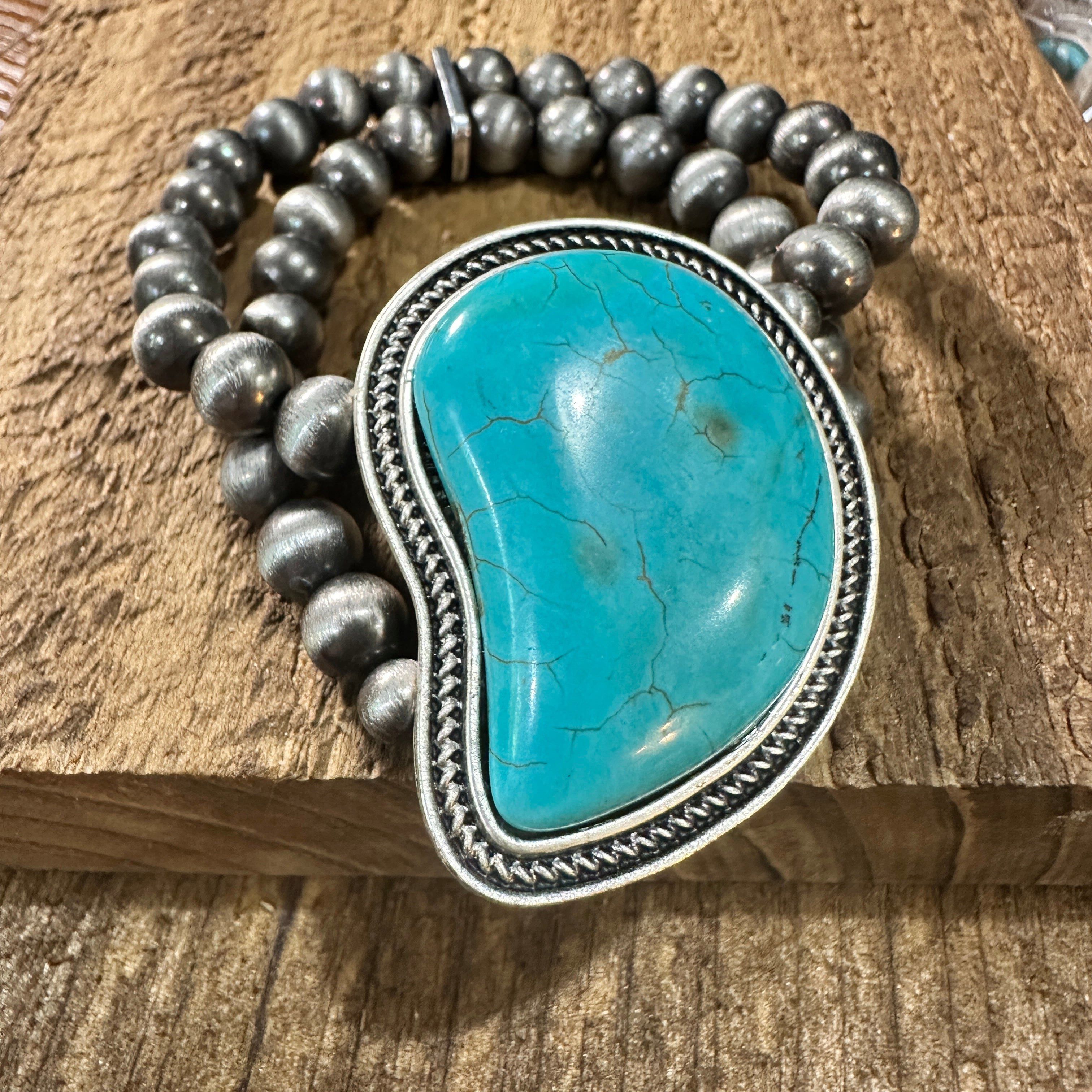 Other Handmade Turquoise Stretch Beaded Bracelet for Fashion Lover Size ONE SIZE - 4 Thumbnail