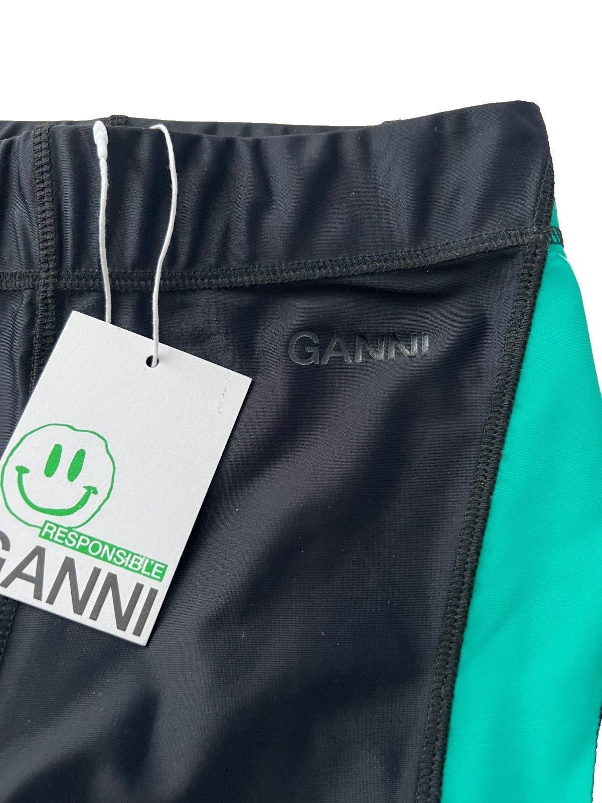 Ganni GANNI Athletic Stretch Zip Leggings Black Green ( 34 / S ) Size 27" / US 4 / IT 40 - 6 Thumbnail