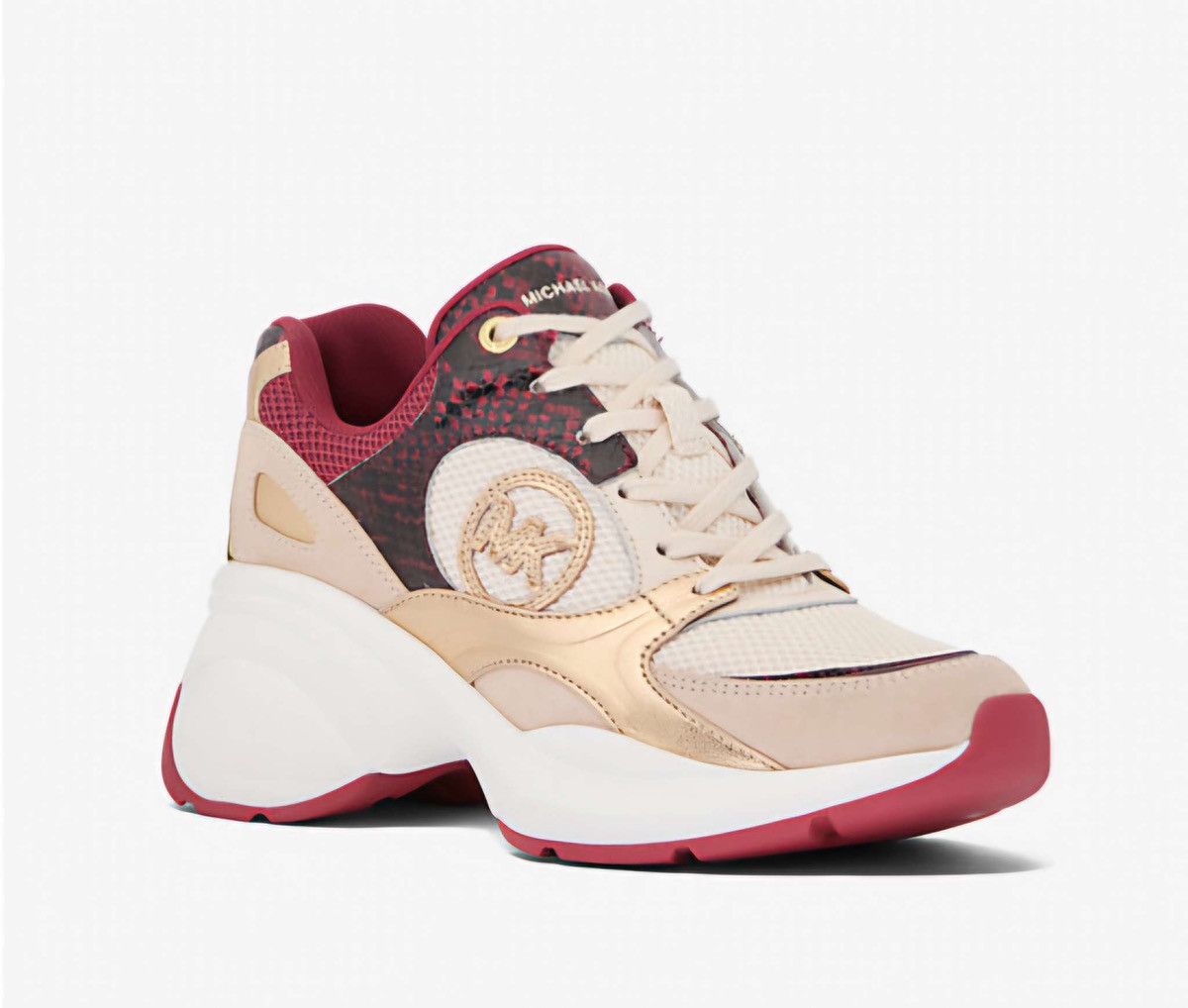 Michael Kors Zuma Snake Embossed Leather and Mesh Trainer By Michael Kors Size US 7 / IT 37 - 5 Thumbnail