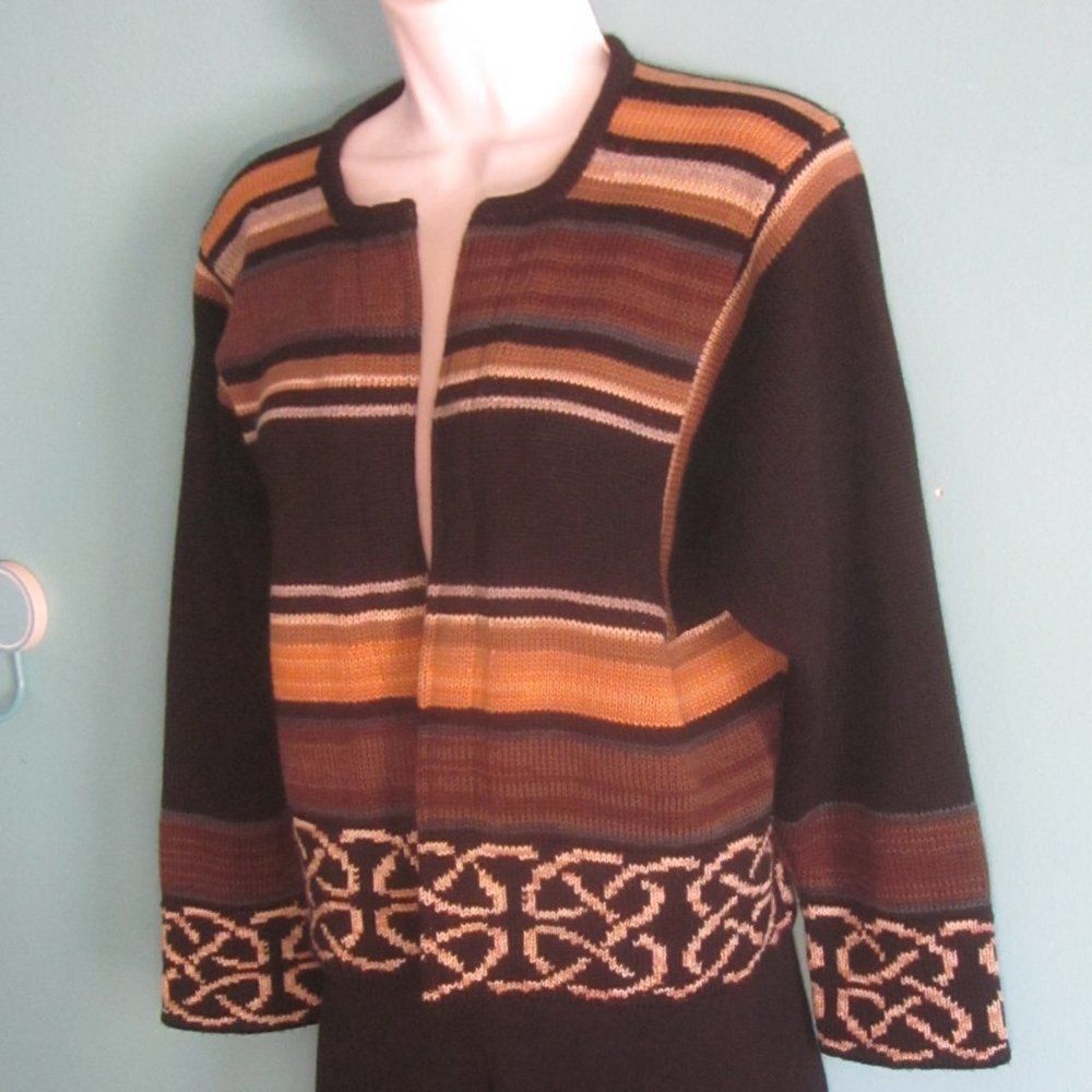 Handmade Bill Baber Handknit in Edinburgh Scotland Brown Crop Cardigan Sweater Size M Size M / US 6-8 / IT 42-44 - 8 Thumbnail