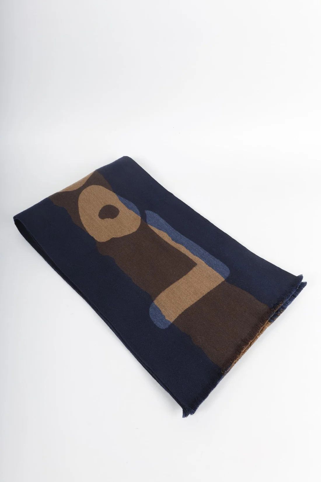 Louis Vuitton Louis Vuitton Navy Brown Letters Wool Scarf Size ONE SIZE - 1 Thumbnail