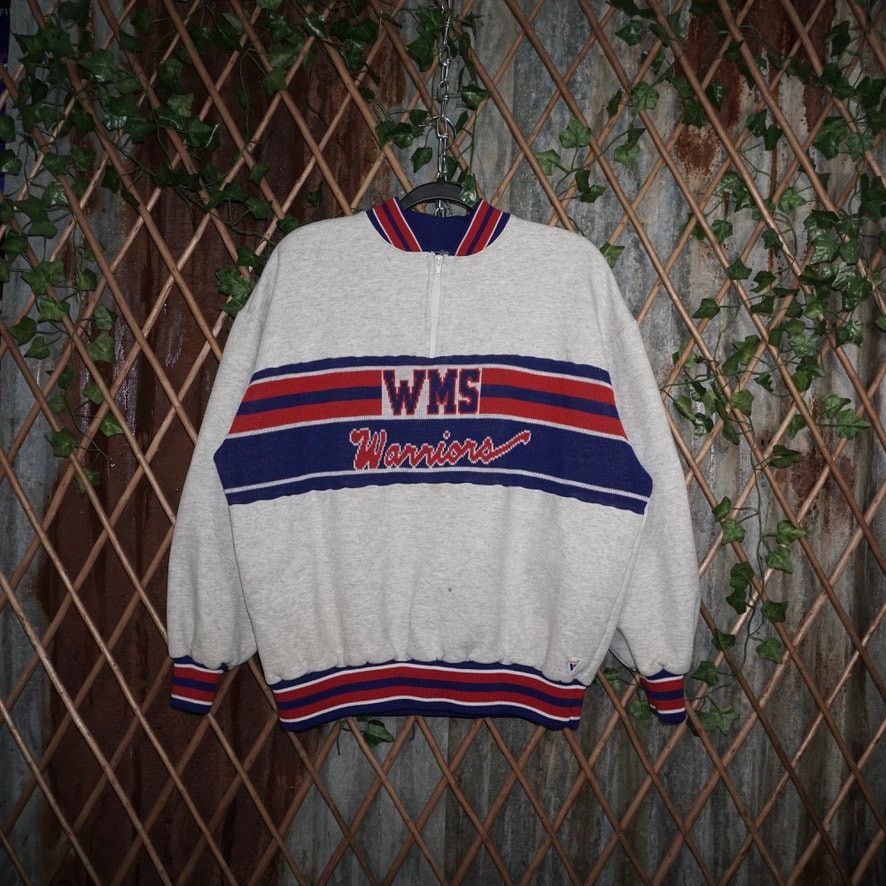Vintage Large - Vintage Y2K WMS warriors stripe 1/4 zip sweatshirt Size US L / EU 52-54 / 3 - 1 Thumbnail