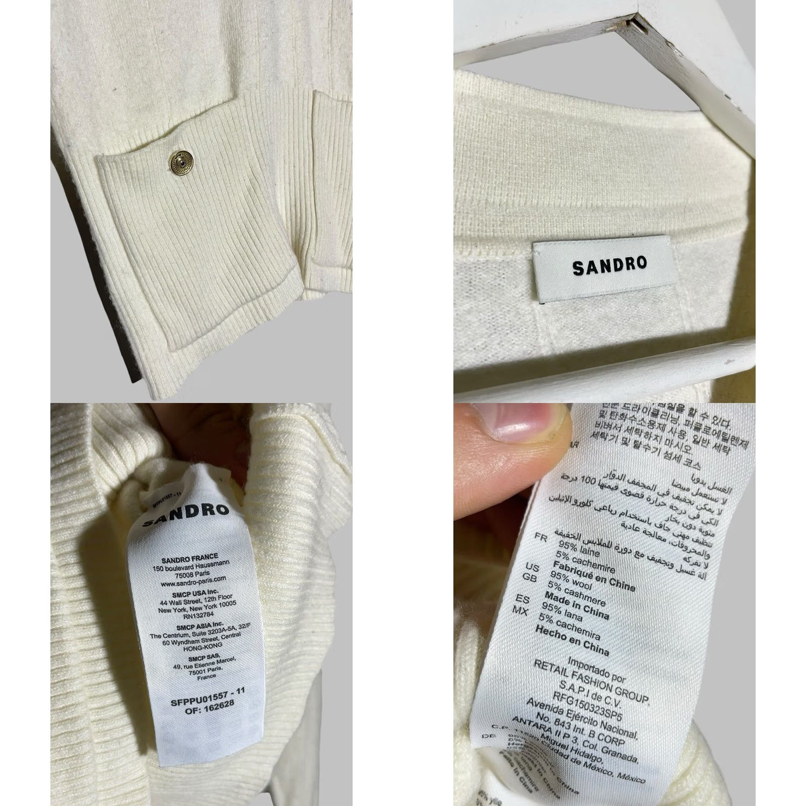 Sandro Sandro Women’s Wool Sweater Size 1 Beige V-Neck Long Sleeve Size XS / US 0-2 / IT 36-38 - 8 Thumbnail