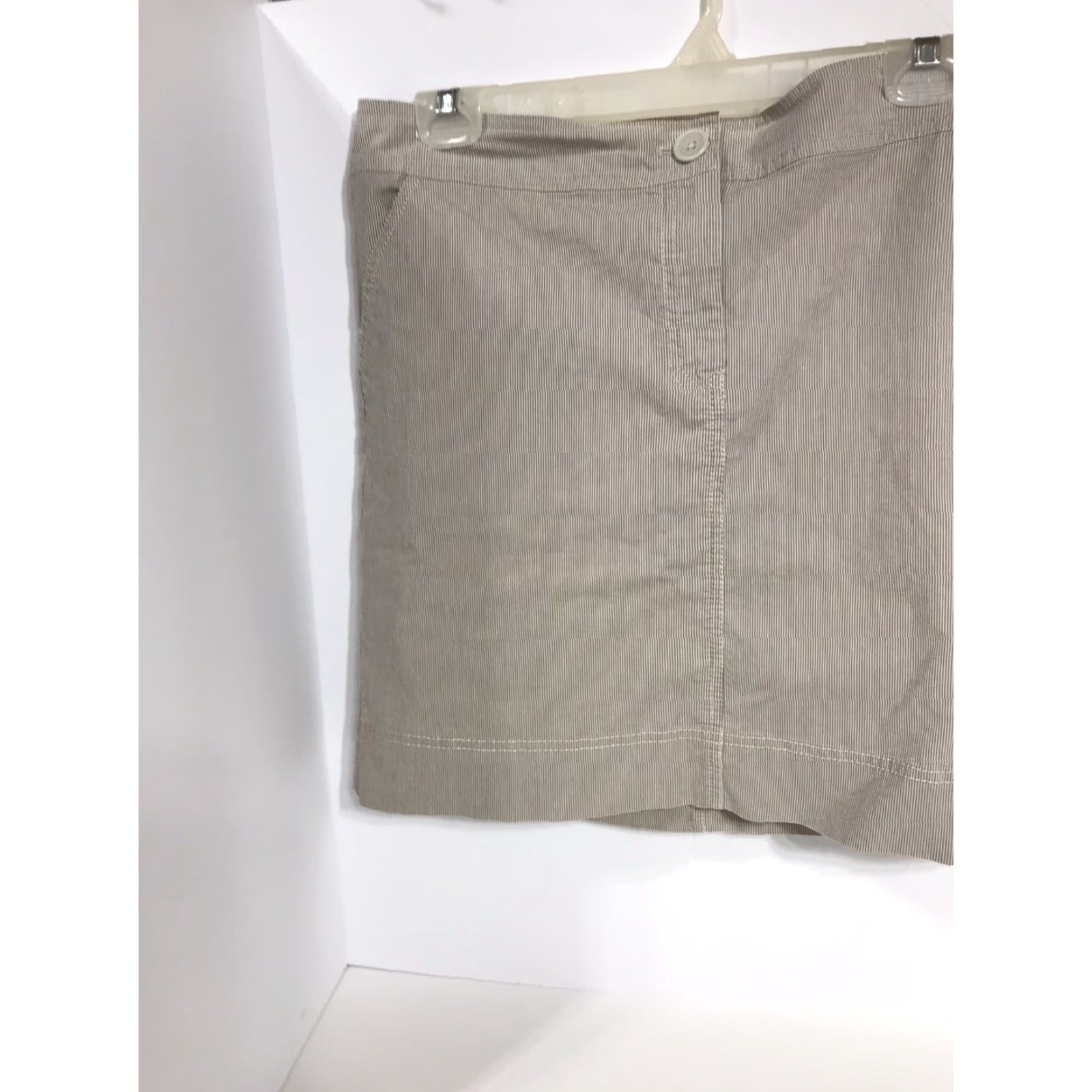 Ann Taylor Ann Taylor Loft Women’s Pencil Skirt Size 12 Knee-Length Business Casual Stretch Lightweight White Khaki Size 34" / US 12 / IT 48 - 2 Thumbnail