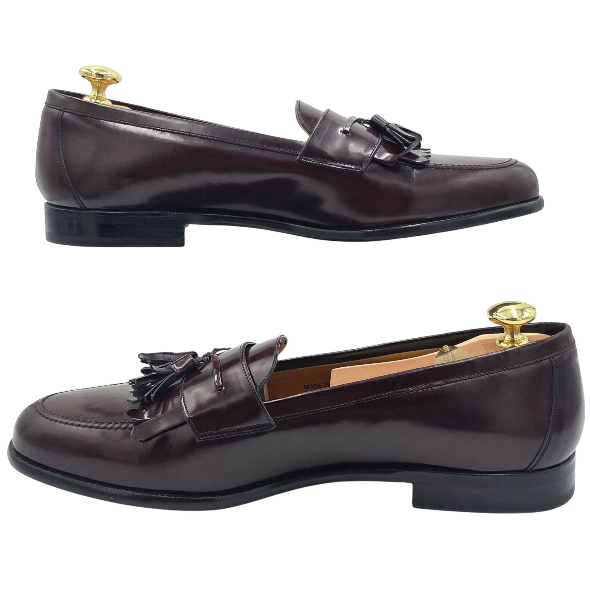 Mezlan Mezlan Spain Burgundy Gloss Leather Tassel Kiltie Loafers Size US 11.5 / EU 44-45 - 7 Thumbnail