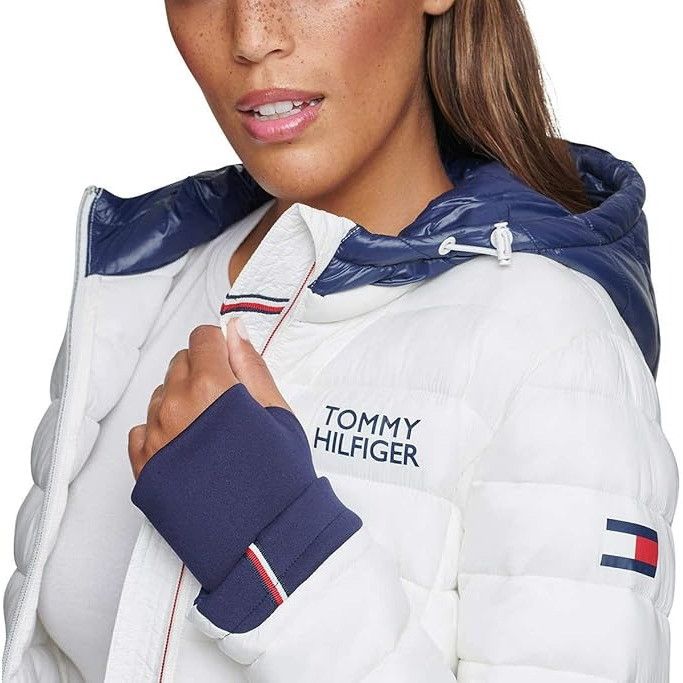 Tommy Hilfiger Tommy Hilfiger Womens White Navy Blue Puffer Zip Up Jacket Size XS / US 0-2 / IT 36-38 - 6 Thumbnail