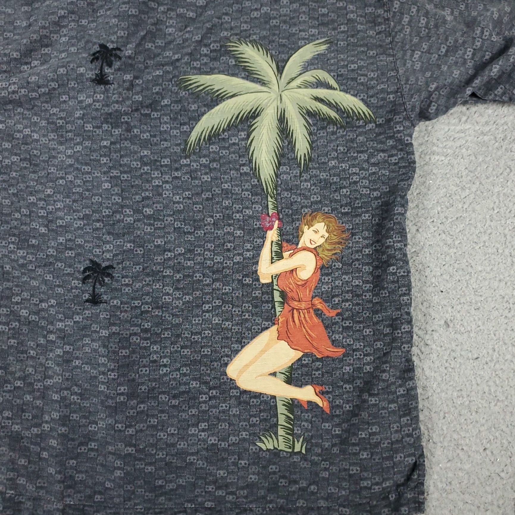 Tommy Bahama TOMMY BAHAMA Shirt Mens Large Gray Floral Tropical Aloha Camp Hawaiian Button-Up Size US L / EU 52-54 / 3 - 6 Thumbnail