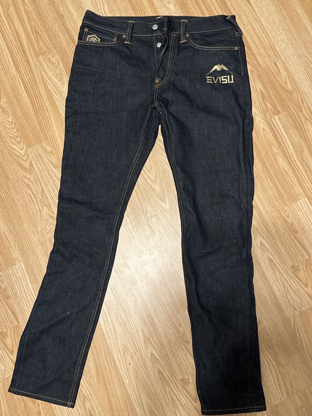 Evisu Hand-brushed Style Daicock Carrot-Fit Denim Jeans #2017 Size US 32 / EU 48 - 4 Thumbnail