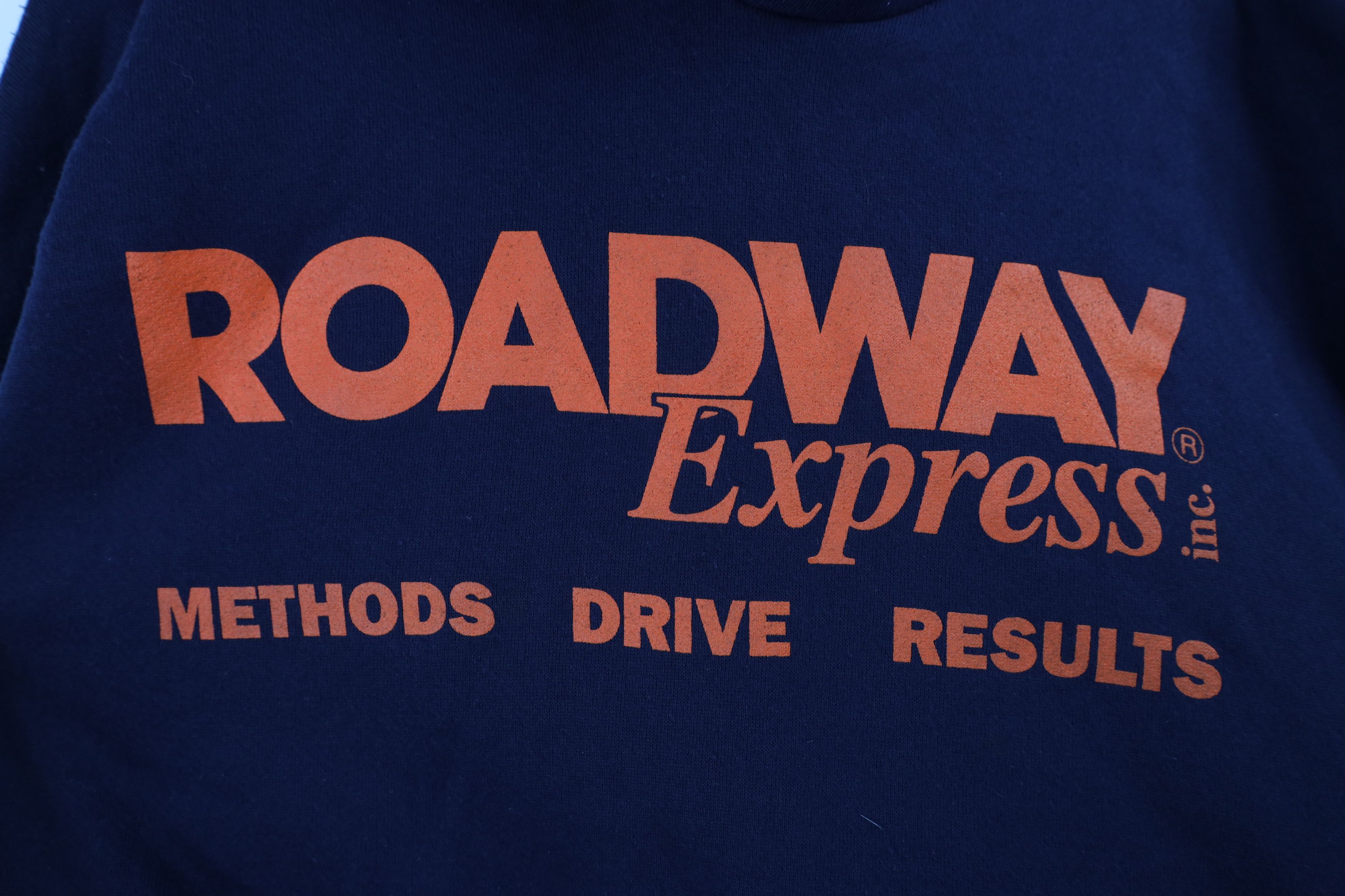 Vintage Vintage 90s Roadway Express Hoodie Sweatshirt Navy Blue USA Size US XXL / EU 58 / 5 - 6 Thumbnail