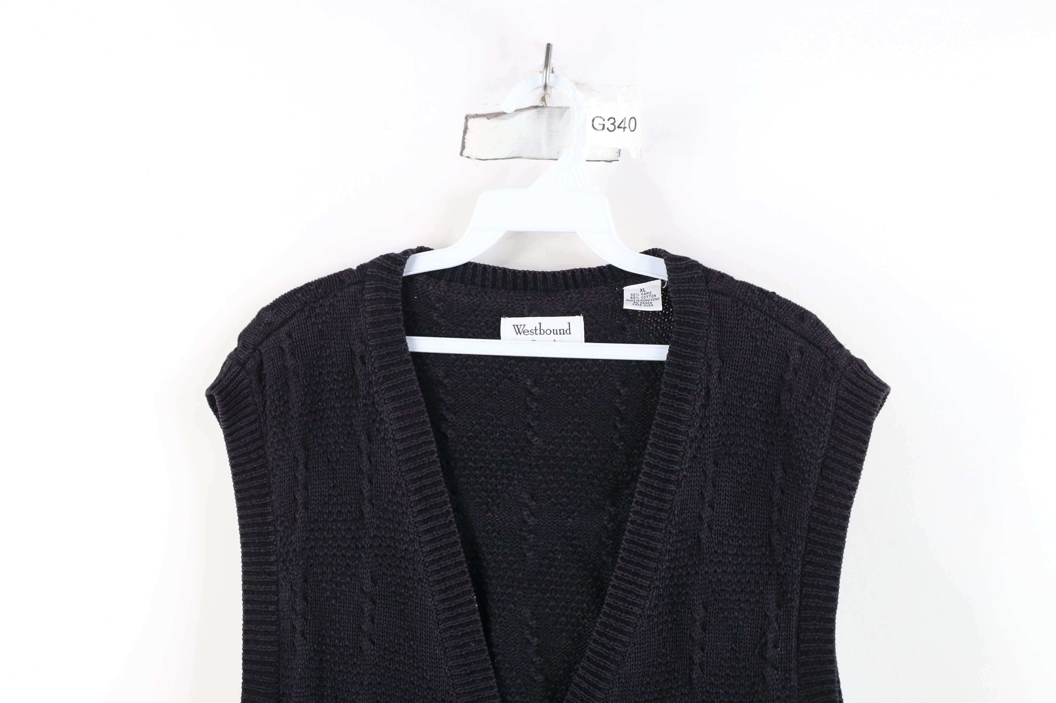 Vintage Vintage 90s Streetwear Knit Cardigan Sweater Vest Black Size XL / US 12-14 / IT 48-50 - 2 Thumbnail