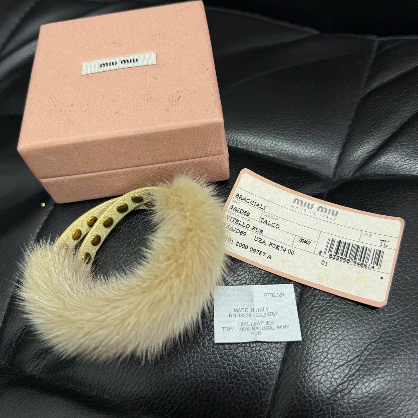 Miu Miu Miu Miu Mink Fur Leather Bracelet Size ONE SIZE - 1 Thumbnail