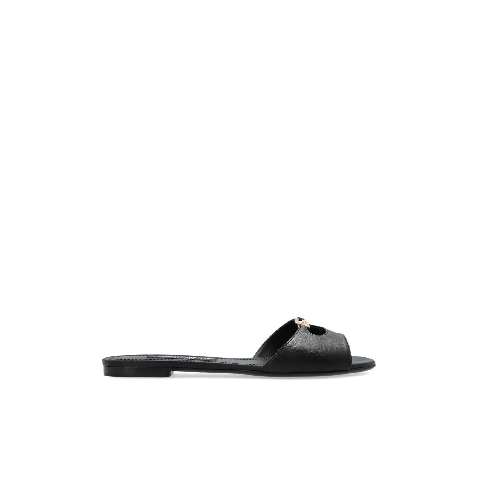 Dolce&Gabbana Black Leather Slides New And Authentic (Women'