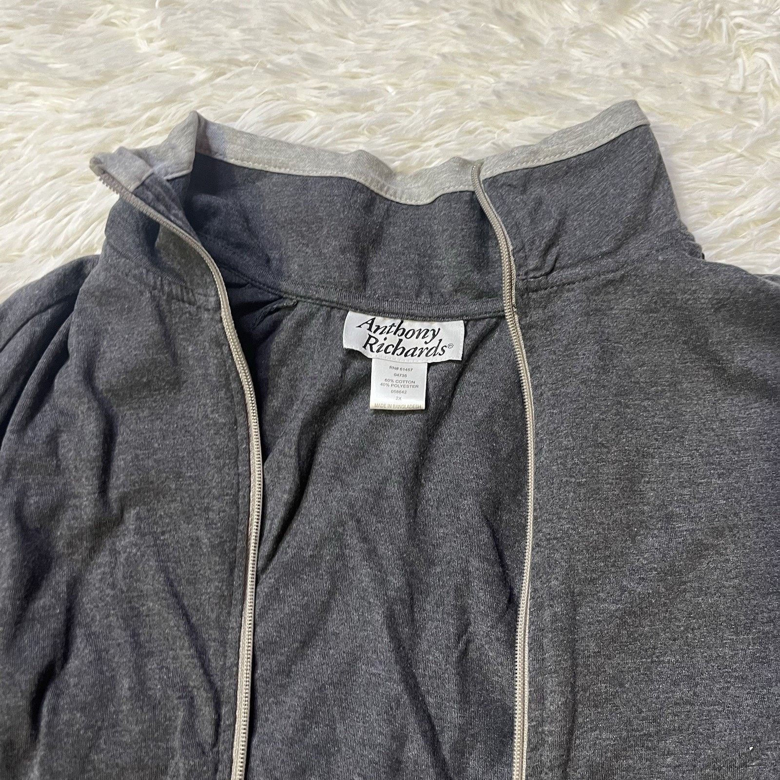 Other ANTHONY RICHARDS Track Jacket 2XL Gray Zip Pockets Plus Size XXL / US 16-18 / IT 52-54 - 2 Thumbnail