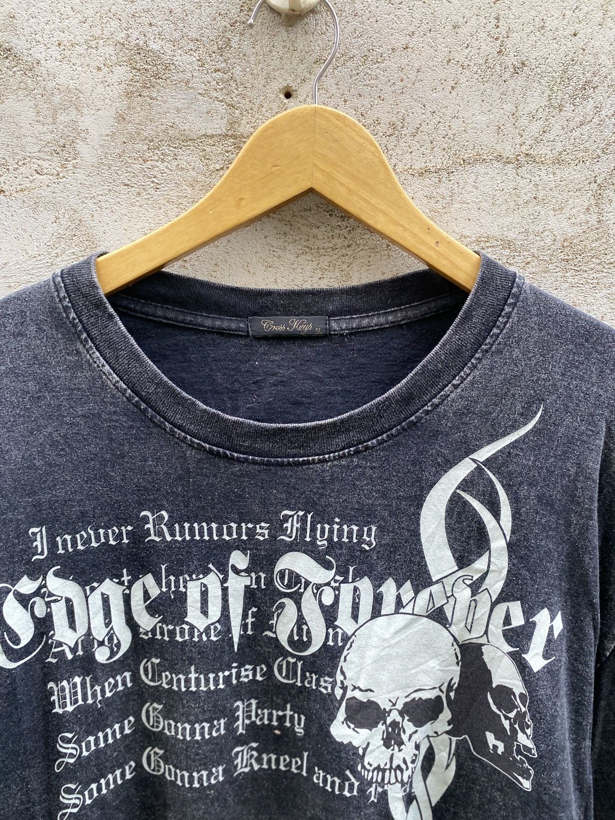 Hysteric Glamour × In The Attic × Yohji Yamamoto Cross Keys Skull Poem Gothic Punk Washed Long sleeve LGB Size US XXL / EU 58 / 5 - 5 Thumbnail